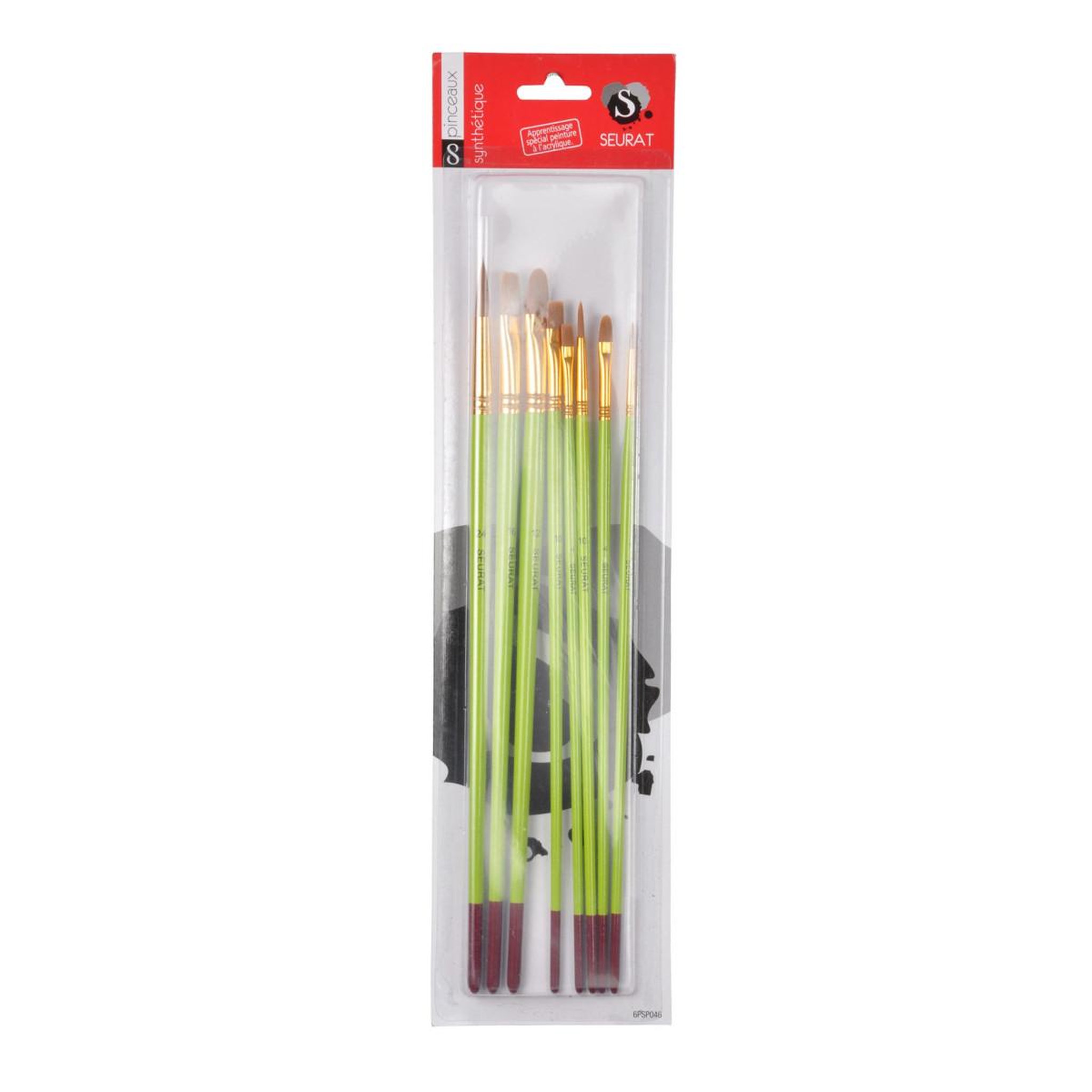 Voir la diapositive 2 : HOMEA Lot de 8 Pinceaux  Apprentissage Acrylique  30cm Vert