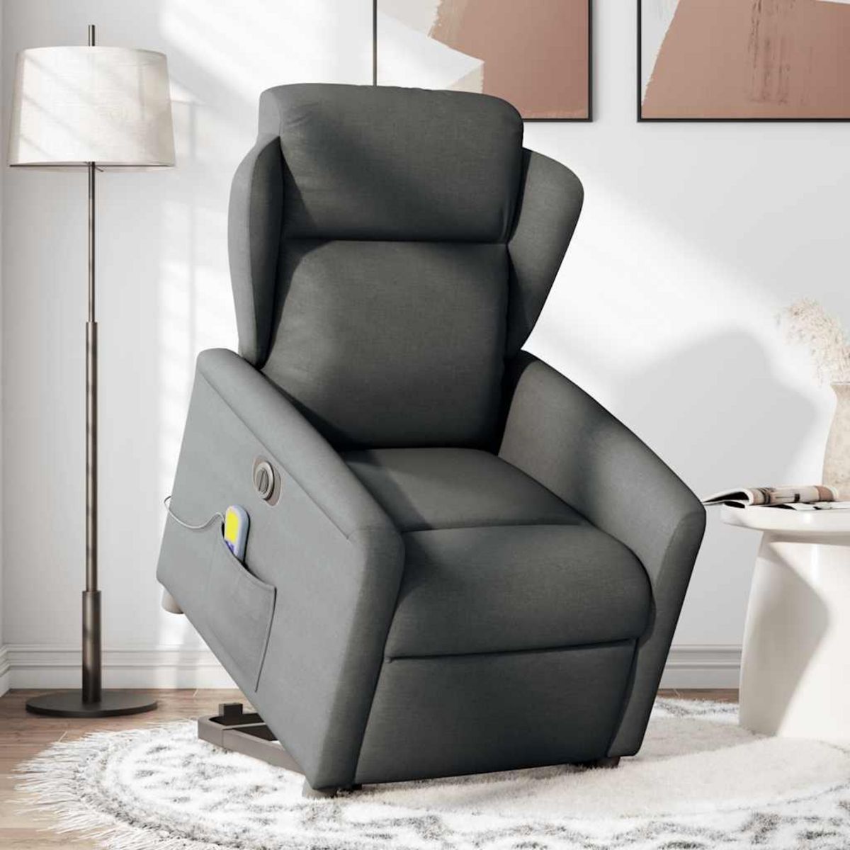 VIDAXL Fauteuil inclinable de massage electrique Gris fonce Tissu