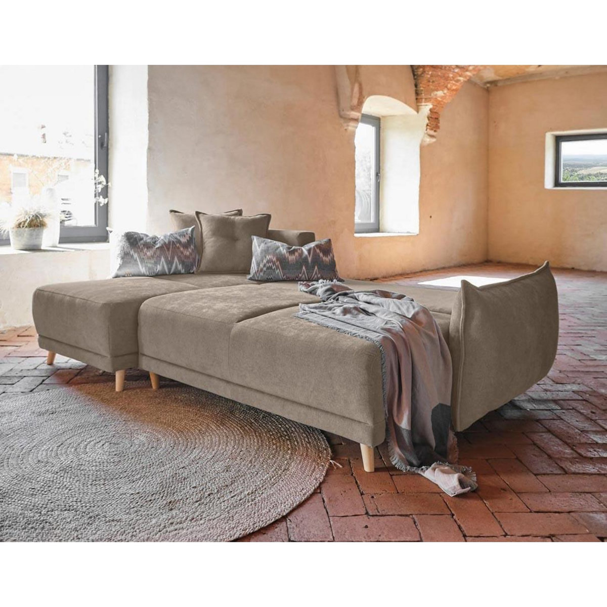 BEST MOBILIER Lena - canapé d'angle réversible convertible - 4 places - style scandinave