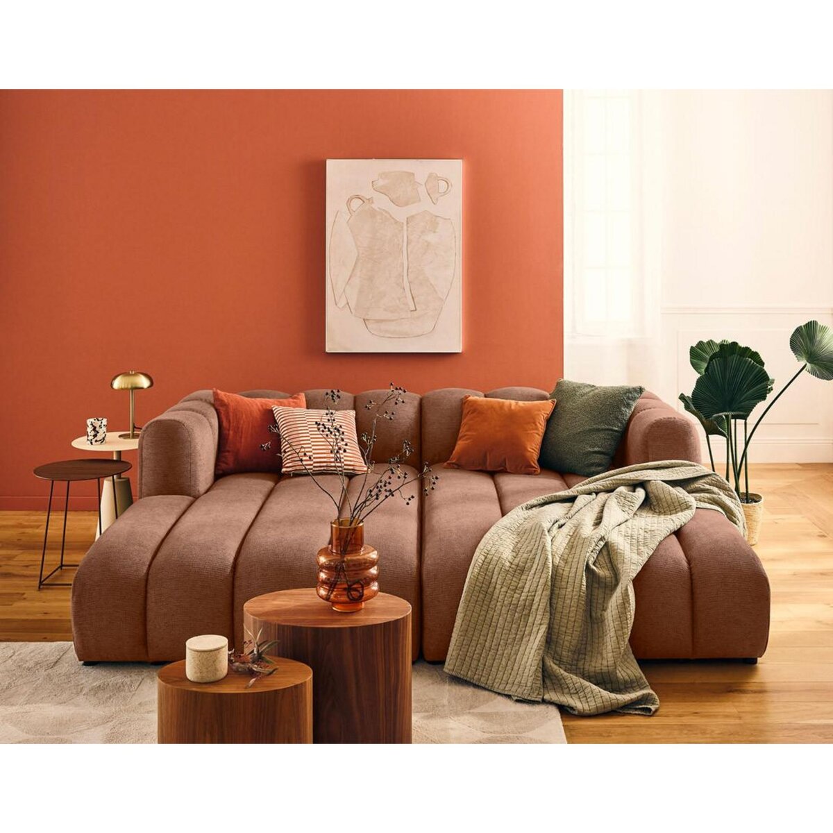 LISA DESIGN Debbie - module d'assise méridienne gauche en tissu texturé