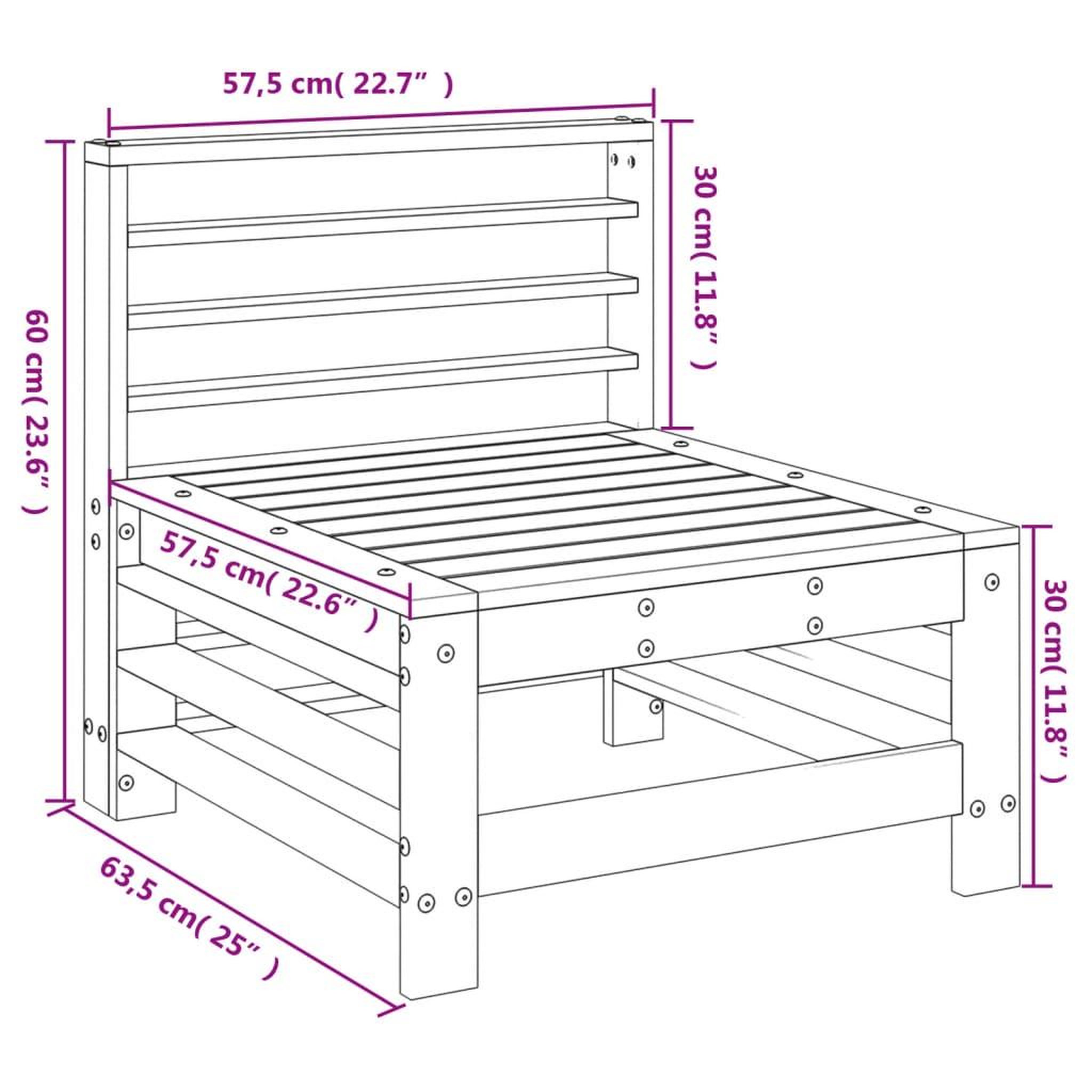Voir la diapositive 6 : VIDAXL Canape central de jardin bois de pin impregne