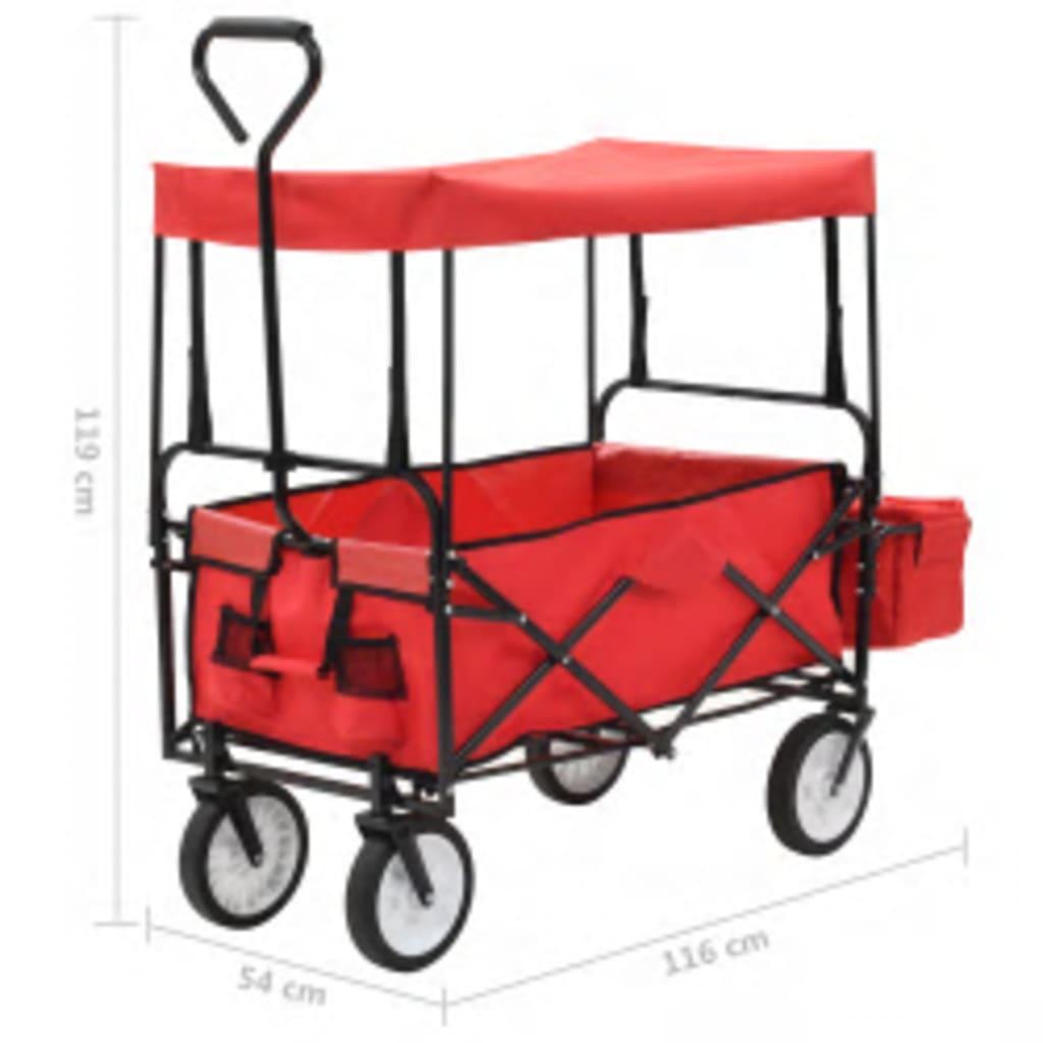 Voir la diapositive 6 : VIDAXL Chariot a main pliable avec toit Acier Rouge