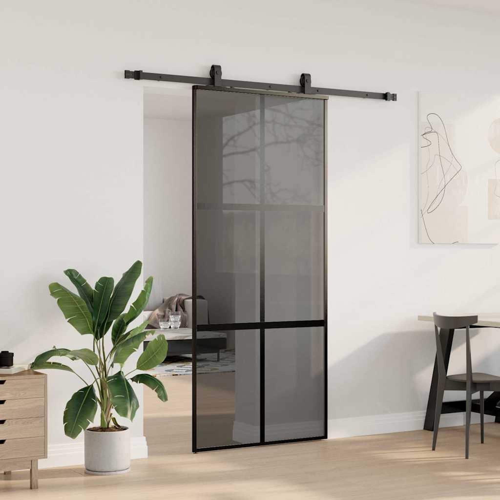 Voir la diapositive 3 : VIDAXL Porte coulissante avec kit de quincaillerie noir 90x205 cm