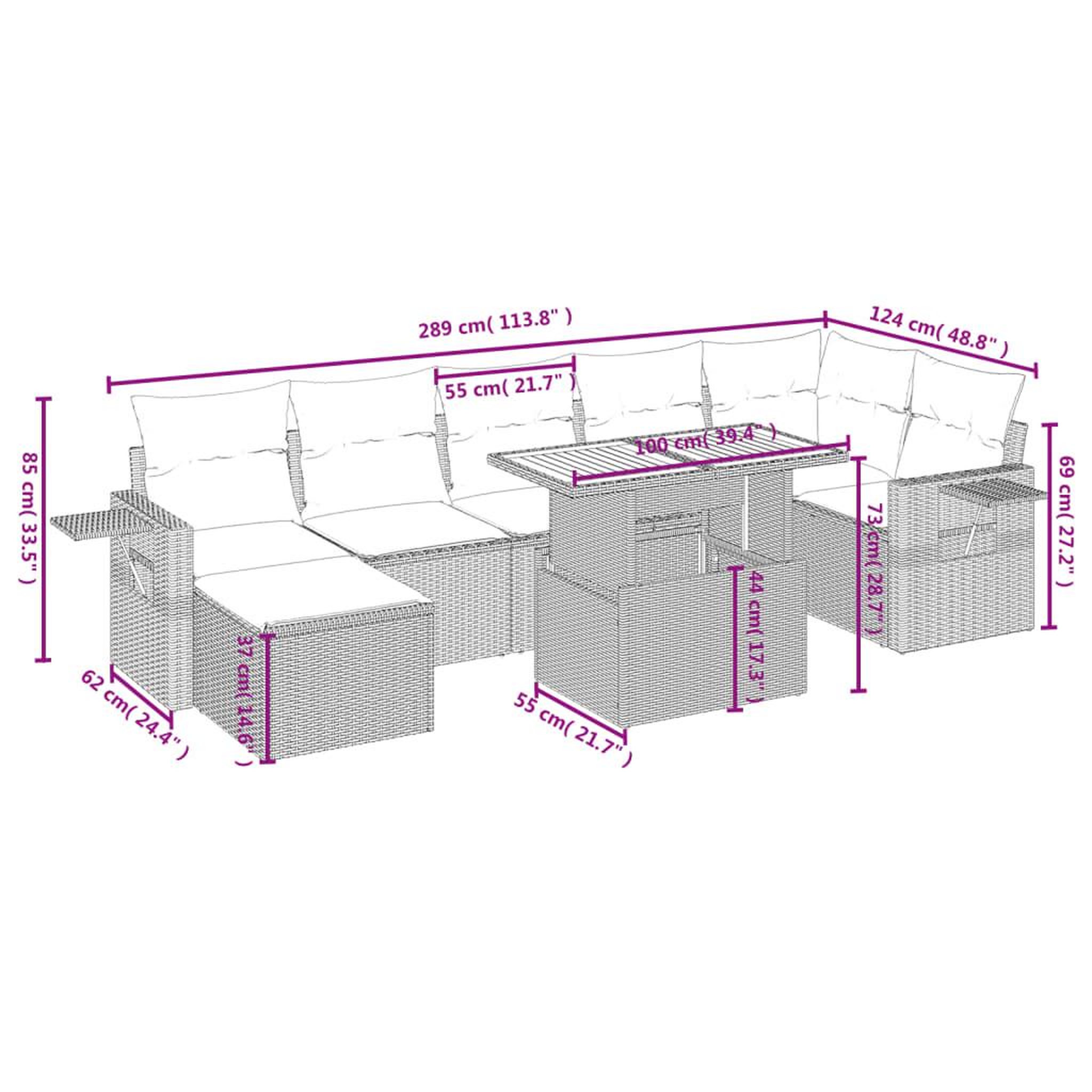 Voir la diapositive 5 : VIDAXL Salon de jardin 8 pcs avec coussins noir resine tressee