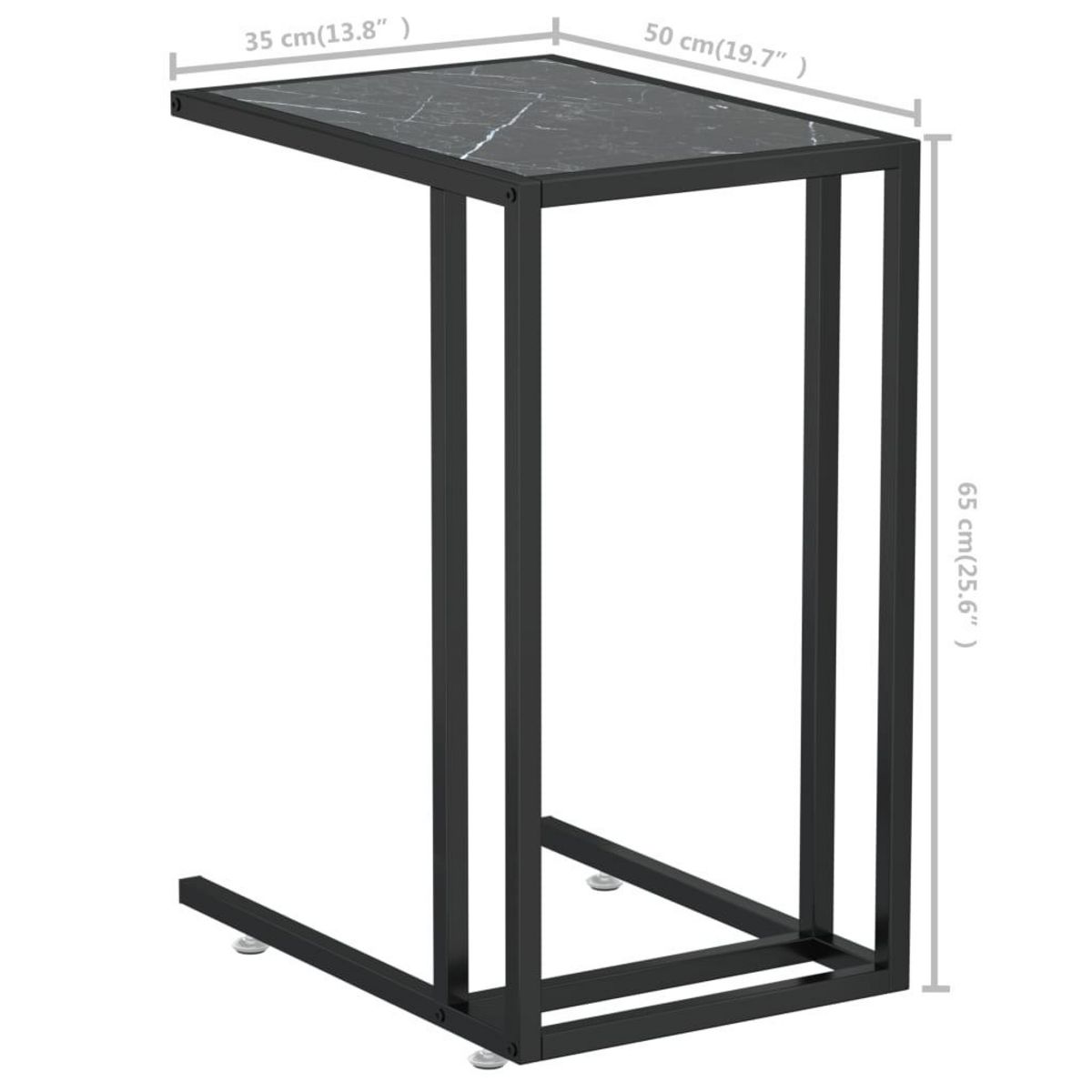 VIDAXL Table d'appoint ordinateur Marbre noir 50x35x65 cm Verre trempe