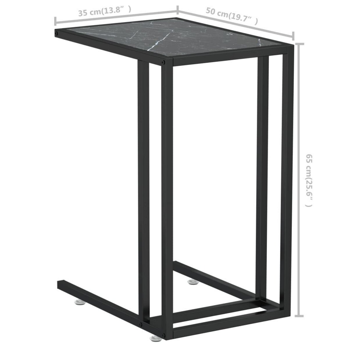 VIDAXL Table d'appoint ordinateur Marbre noir 50x35x65 cm Verre trempe