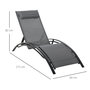 Voir la diapositive 3 : OUTSUNNY Bain de soleil transat design contemporain inclinable multi-positions tétière amovible incluse alu textilène gris