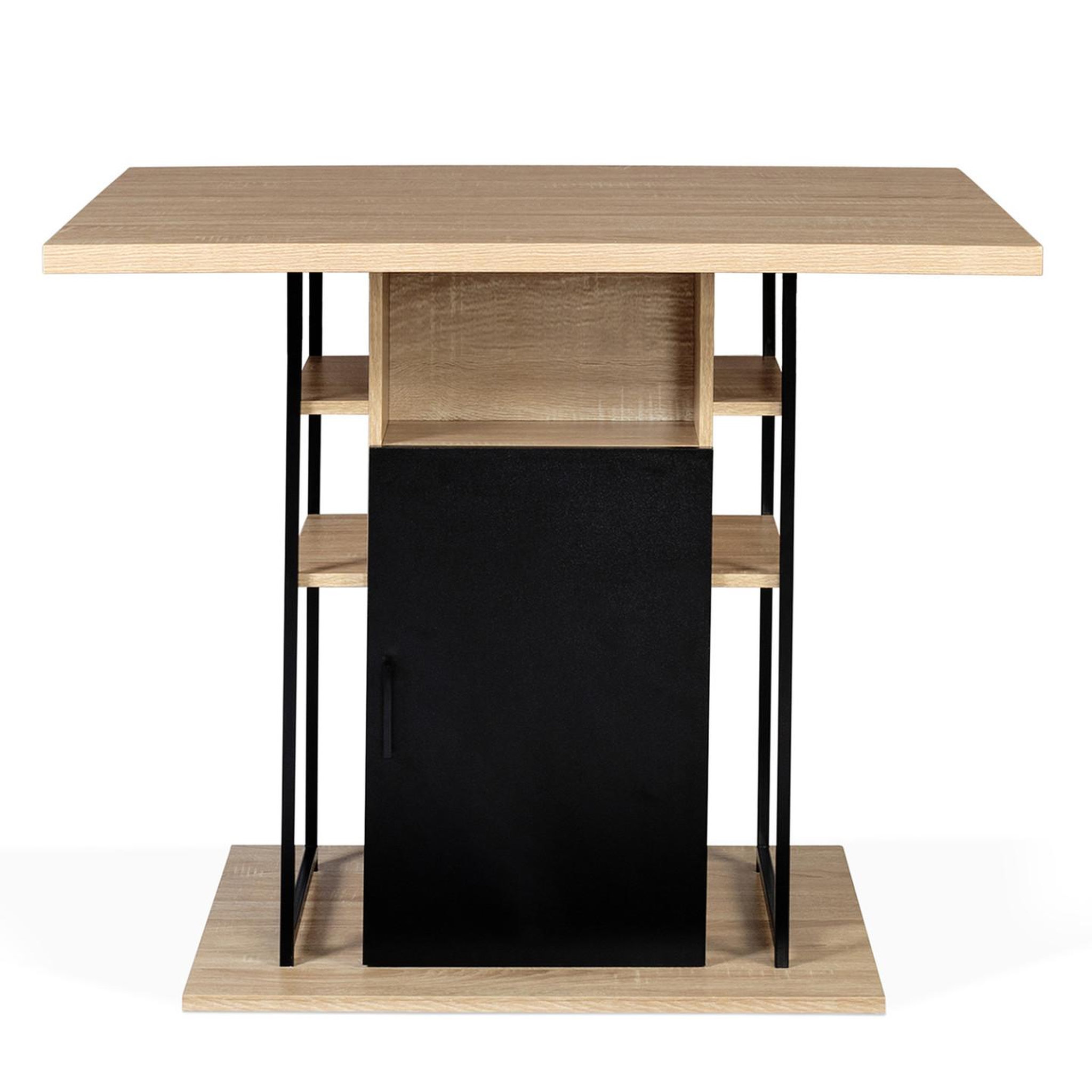 Voir la diapositive 5 : ID MARKET Ilot central ugo 110 cm bois noir et imitation hêtre avec rangements design industriel