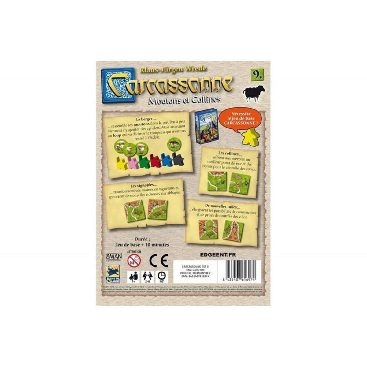Asmodee Extension Carcassonne : moutons et collines