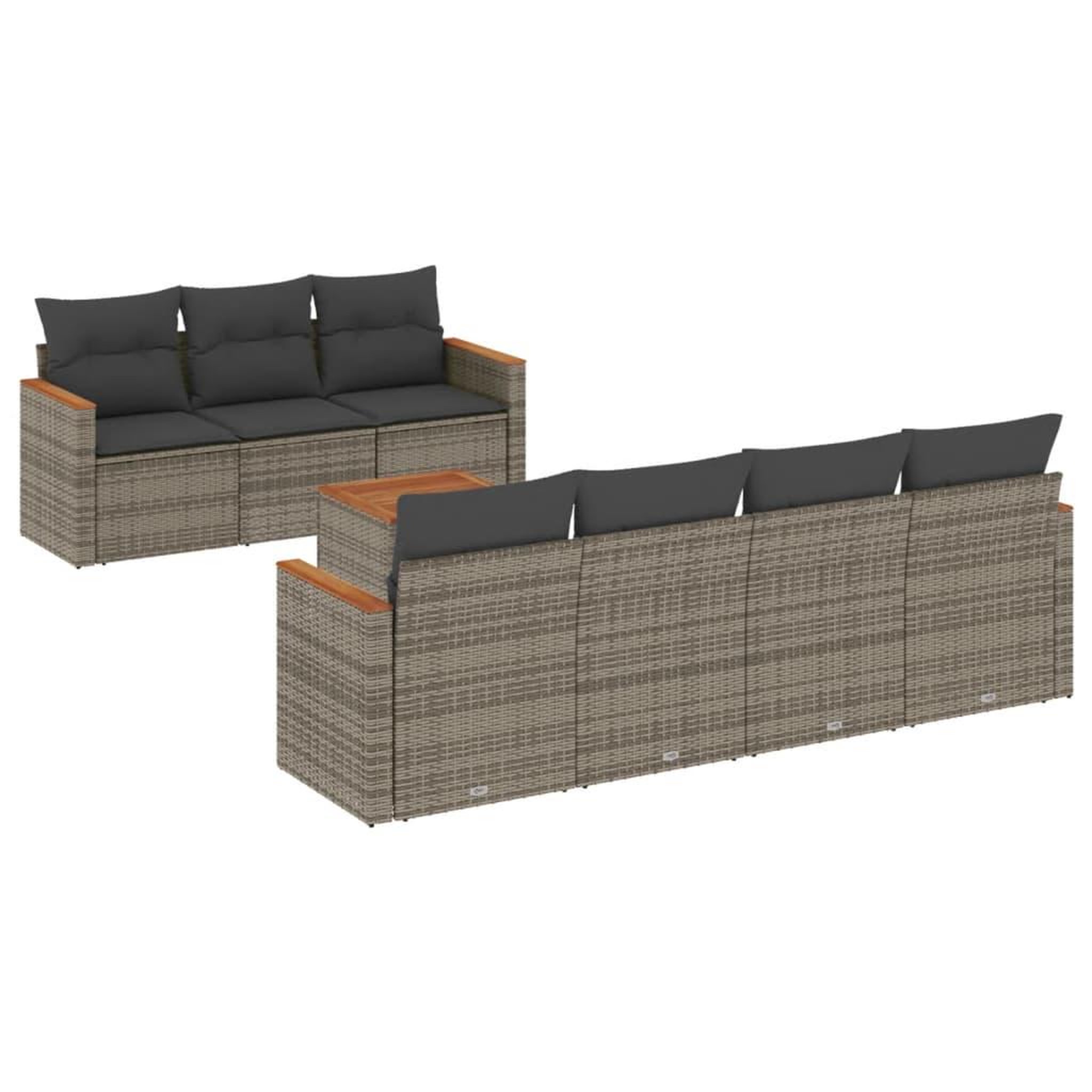 Voir la diapositive 2 : VIDAXL Salon de jardin 8 pcs avec coussins gris resine tressee