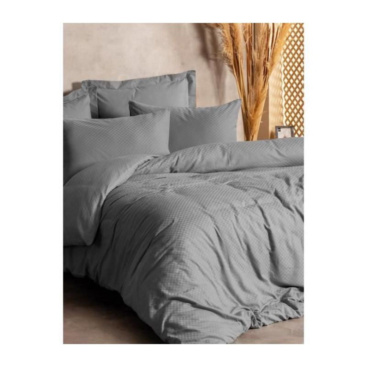 GENERIQUE Parure de lit - 129CTN64623 - 1 housse de couette 220 x 240 cm + 2 taies d'oreiller 60 x 60 cm - 100% coton ranforcé - Gris