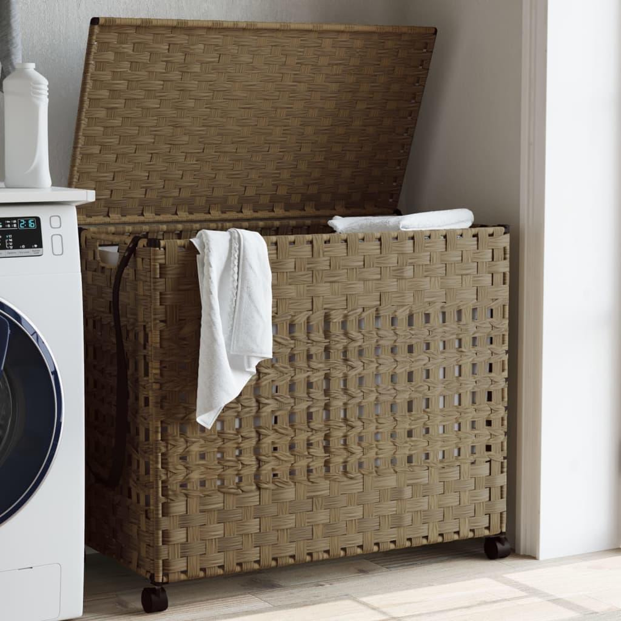 VIDAXL Panier a linge avec roulettes 66x35x60 cm resine tressee