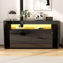 Voir la diapositive 2 : MERAX Buffet 0 porte(s) 6 tiroir(s) - 140 cm noir led panneaux de particules