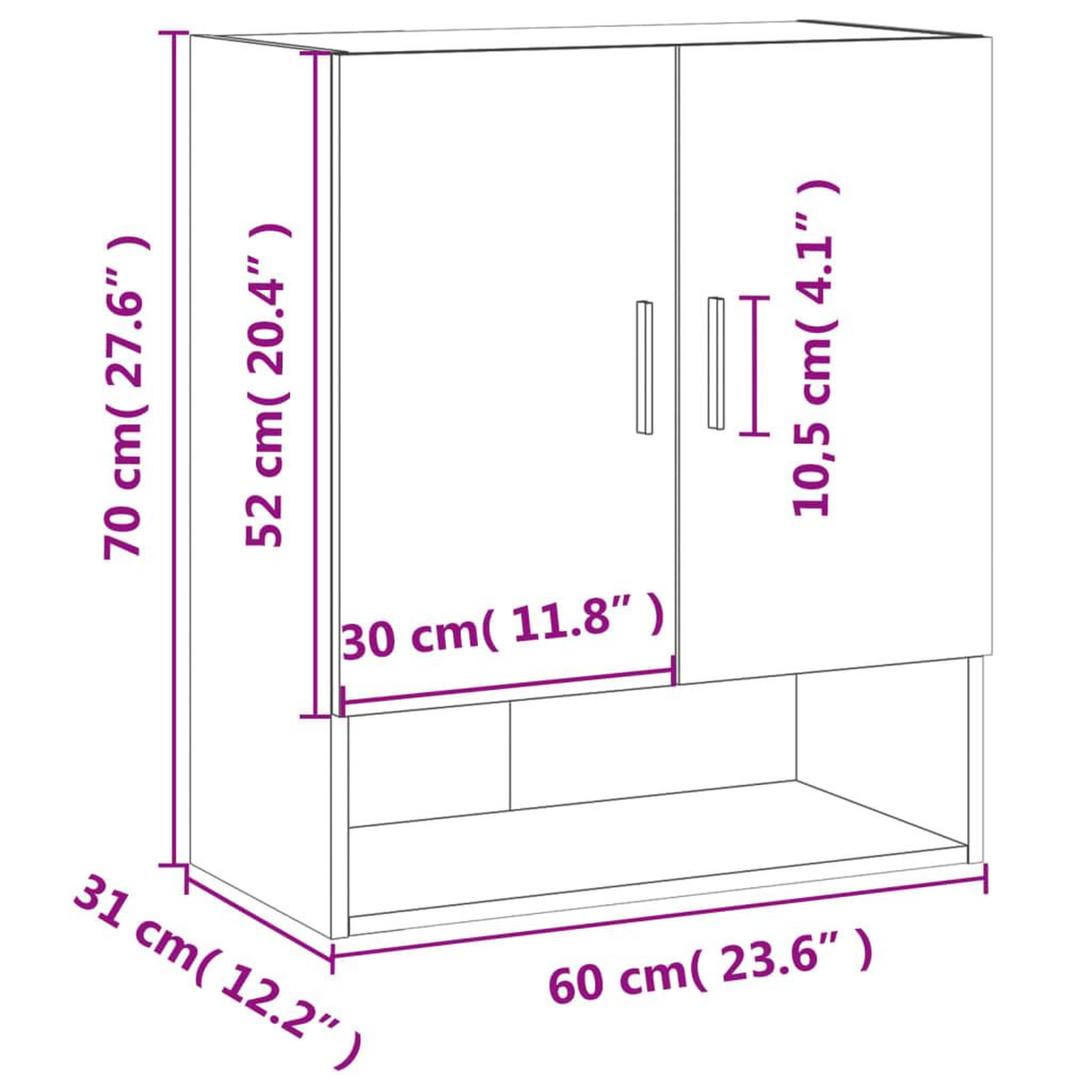 Voir la diapositive 6 : VIDAXL Armoire murale gris beton 60x31x70 cm bois d'ingenierie