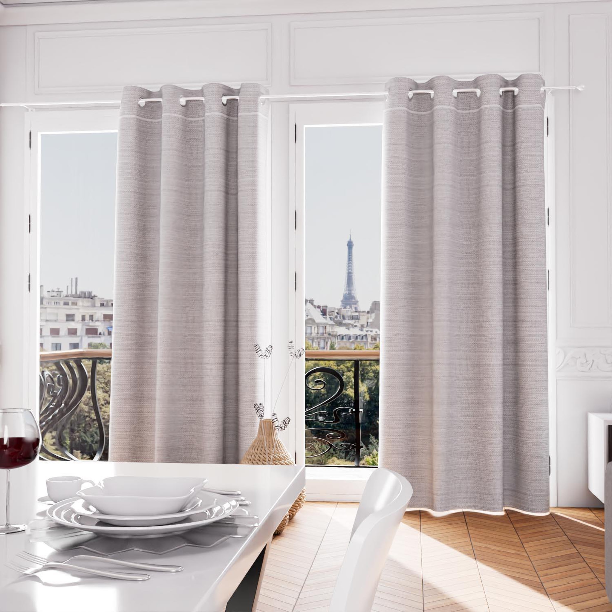 Voir la diapositive 2 : SOLEIL D'OCRE Rideau à oeillets en coton recyclé PIERRE, par Soleil d'Ocre