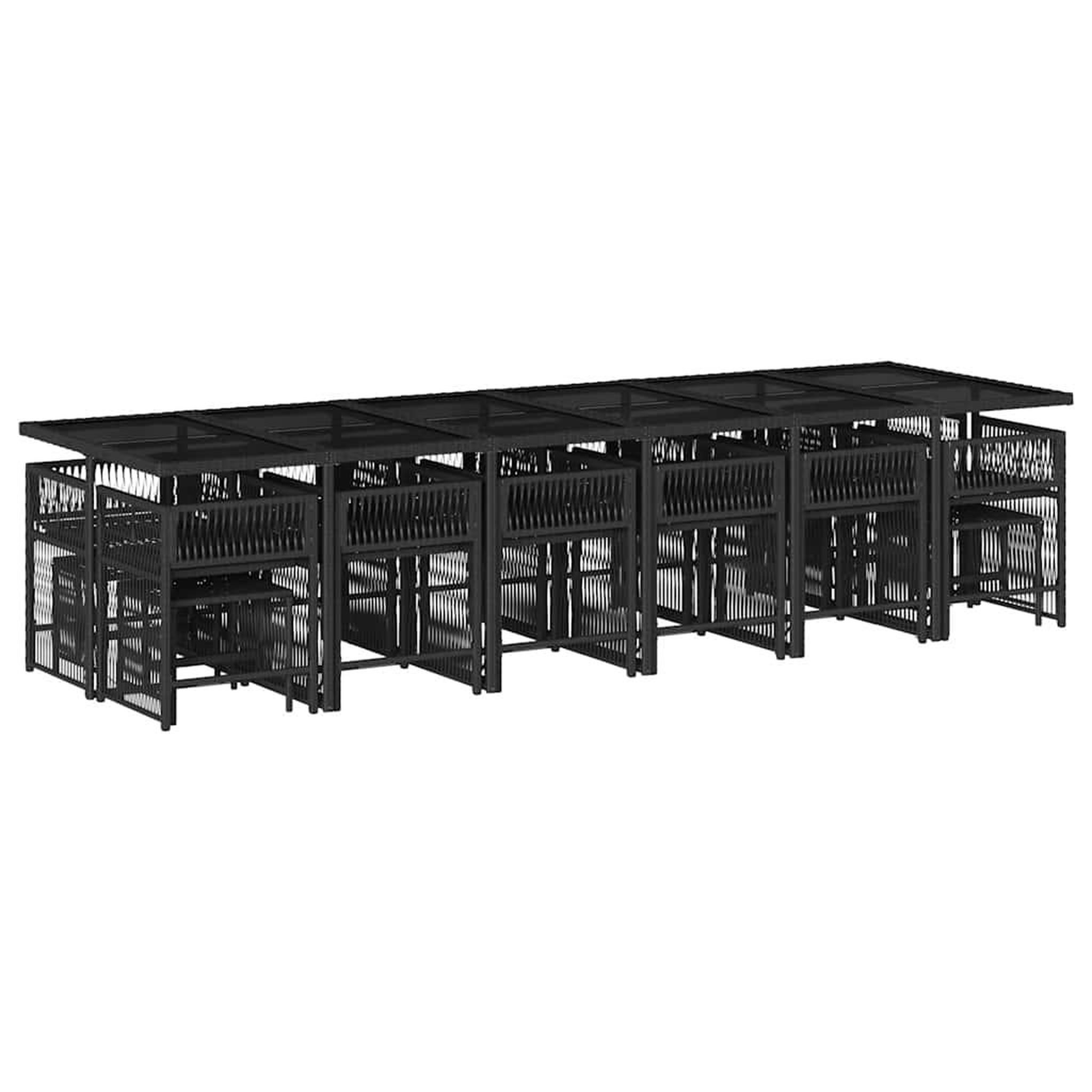 Voir la diapositive 3 : VIDAXL Ensemble a manger de jardin 17 pcs coussins noir resine tressee