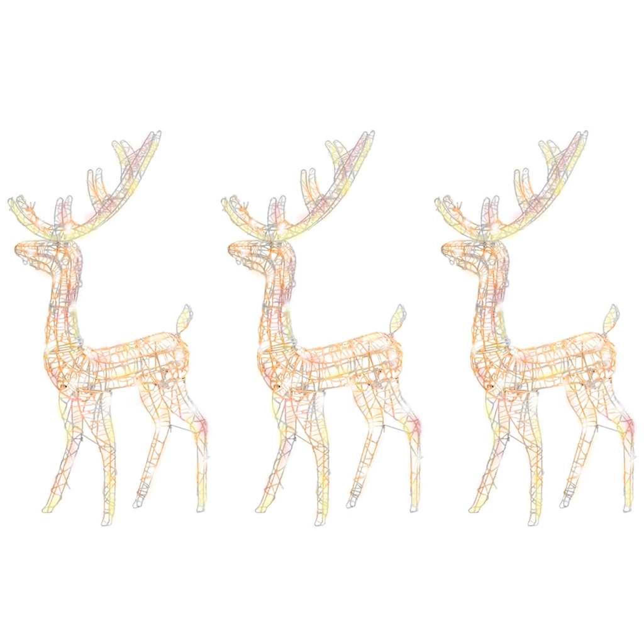 VIDAXL Decorations de noël de renne acrylique 3 pcs 128 cm multicolore