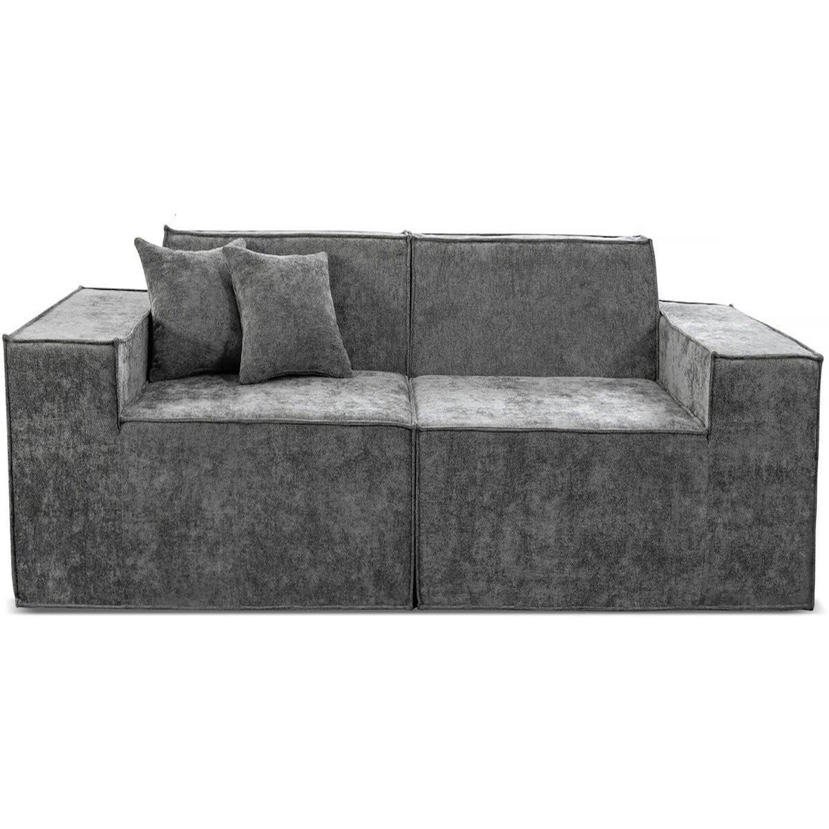 Habitat et Jardin Canapé droit modulable en tissu texturé  Lusso  - 3 places - Gris