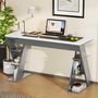 Voir la diapositive 2 : MERAX Bureau 120 cm coloris gris+blanc mdf