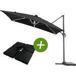 Habitat et Jardin Parasol jardin déporté LED Alu  Sun 4 Luxe  - Rectangle - 3 x 4 m - Dalles à lester incluses