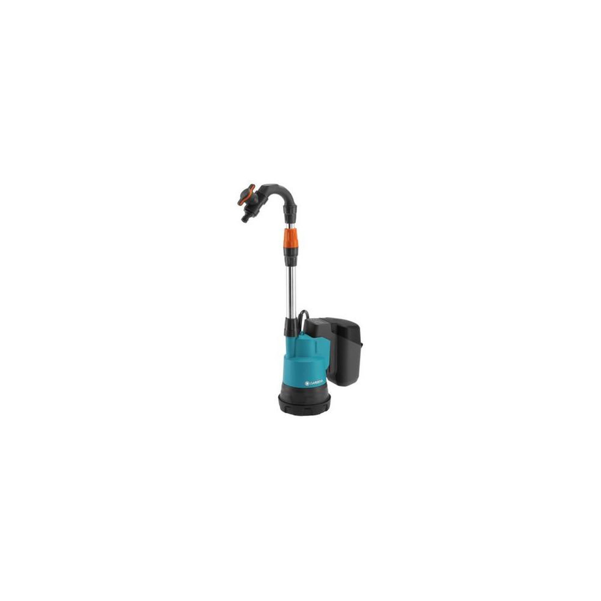 Gardena Pompe de cuve de récupération d'eau de pluie sur batterie 18V 2000 l/h 2 bar hauteur de refoulement 20 m tubulure télescopique 560-760 mm minuterie 5/10/15 min