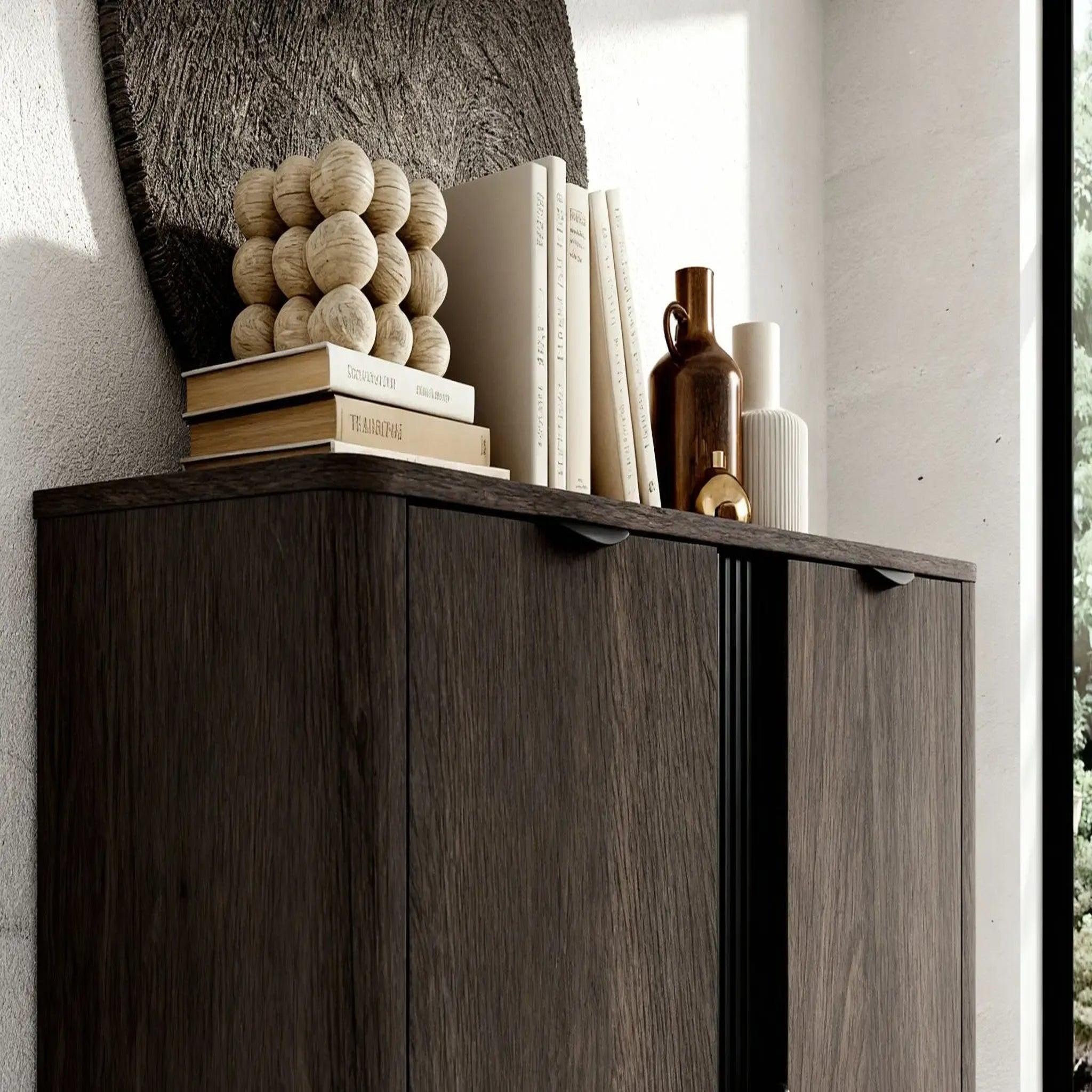 Voir la diapositive 4 : CASANOVA PARIS Selena - commode 2 portes 113cmbois de chêne - chêne foncé