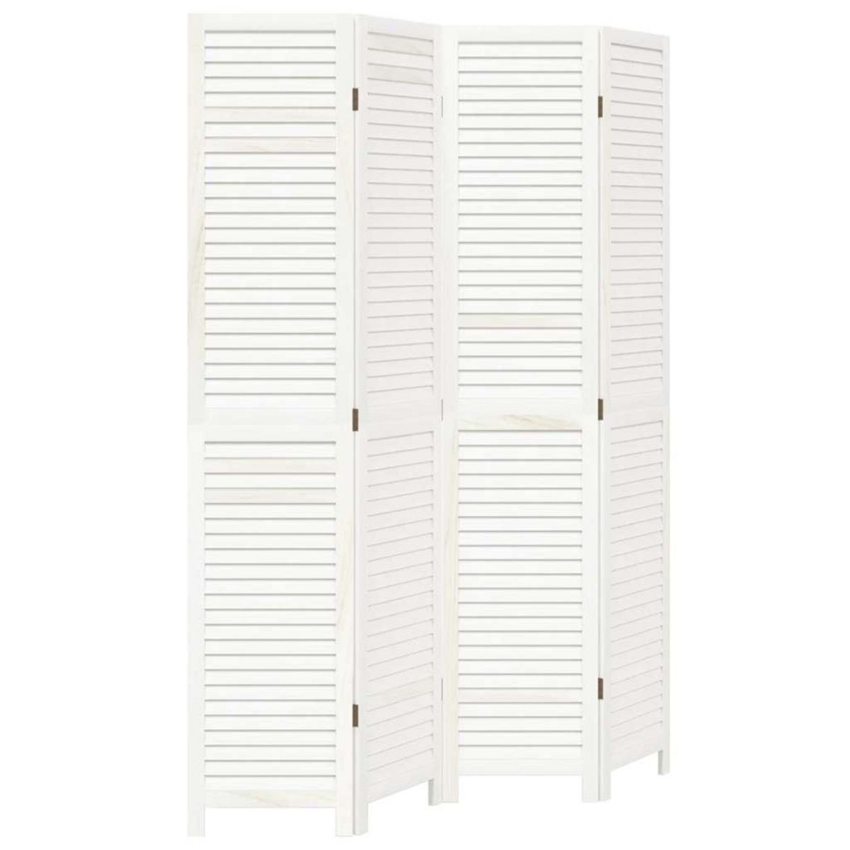 VIDAXL Cloison de separation 4 panneaux blanc bois de paulownia massif