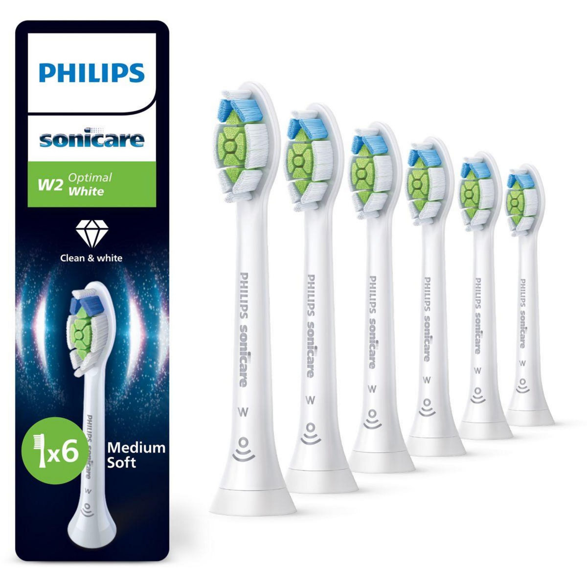 Philips Brossette dentaire Sonicare lot de 6 - HX6066/87 white Optimal W2