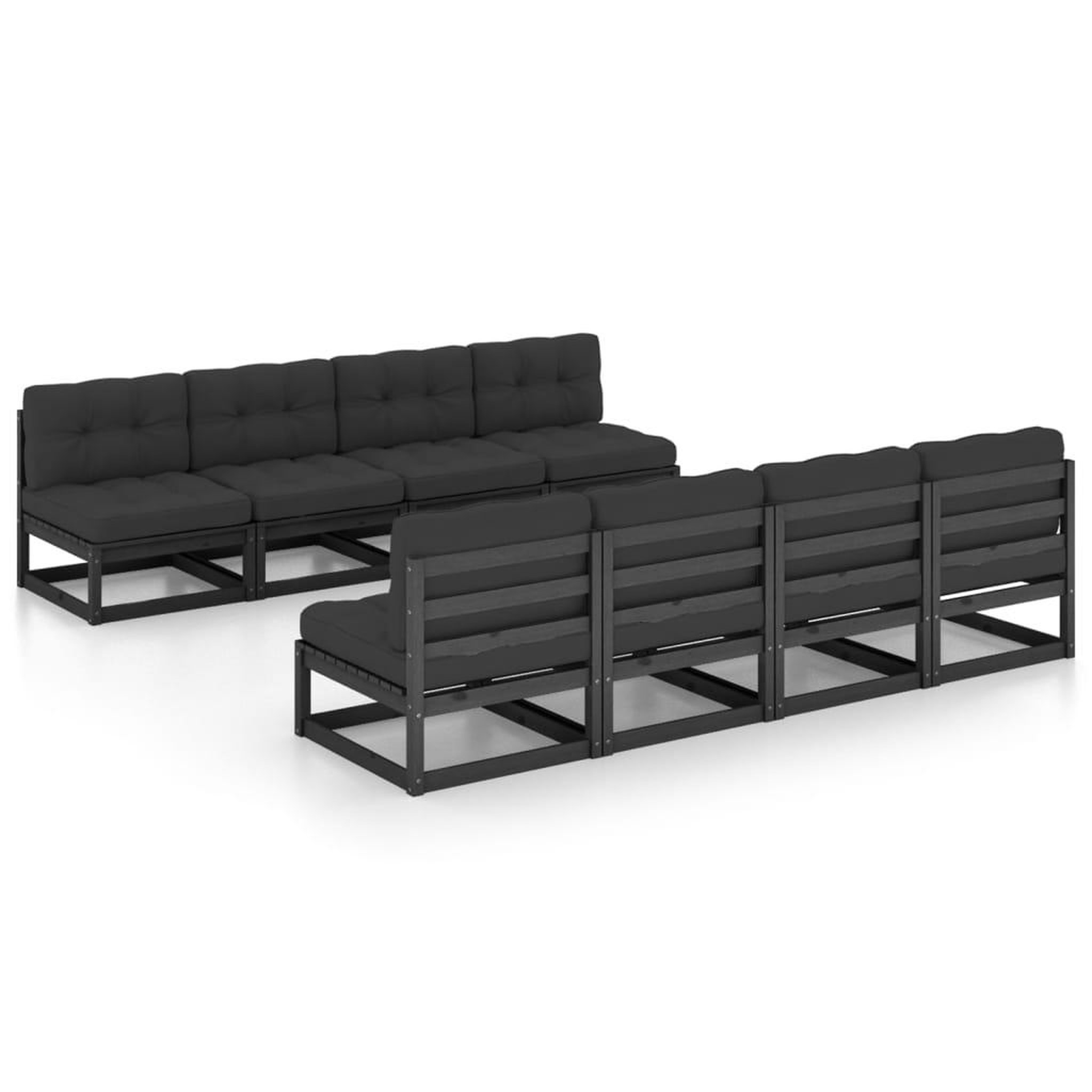Voir la diapositive 2 : VIDAXL Salon de jardin 9 pcs avec coussins Bois de pin massif