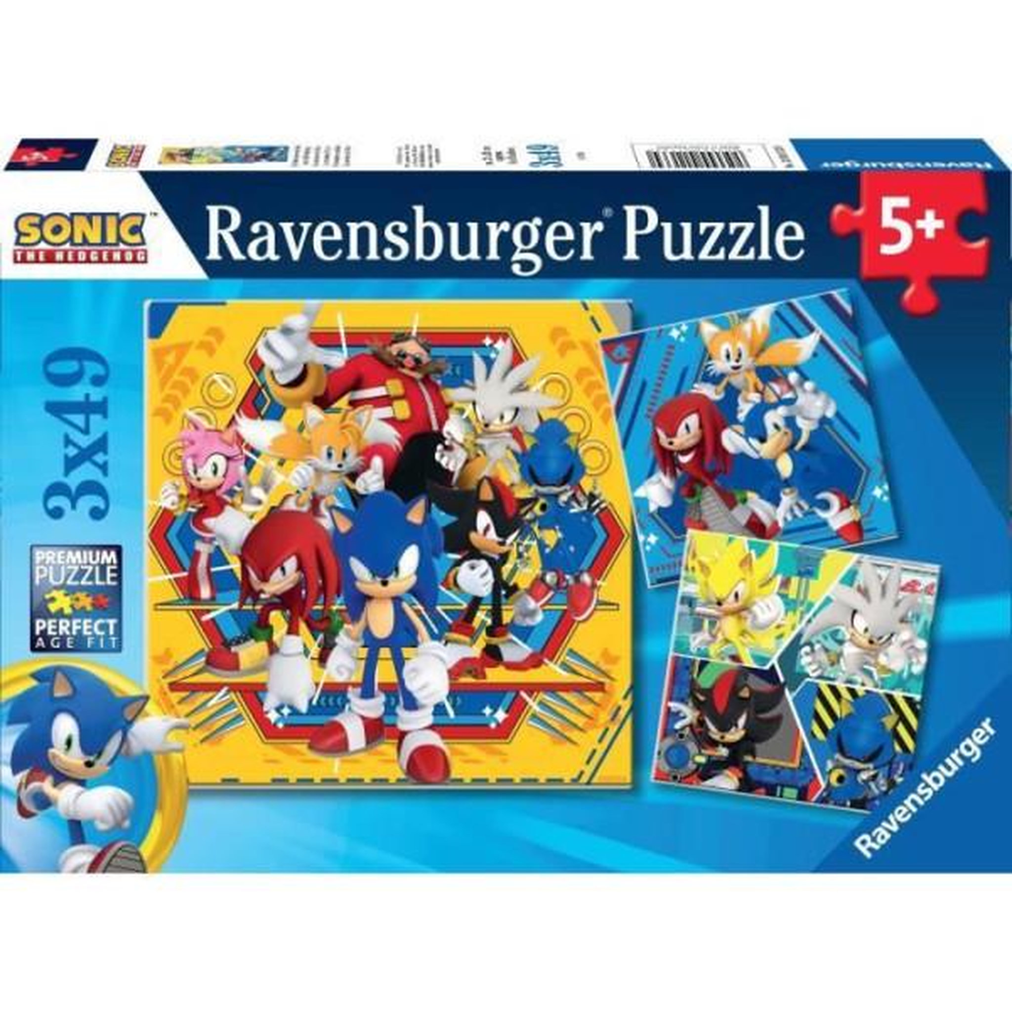 RAVENSBURGER Puzzles 3x49 pieces Les aventures de Sonic, A partir de 5 ans, 12001133, Ravensburger