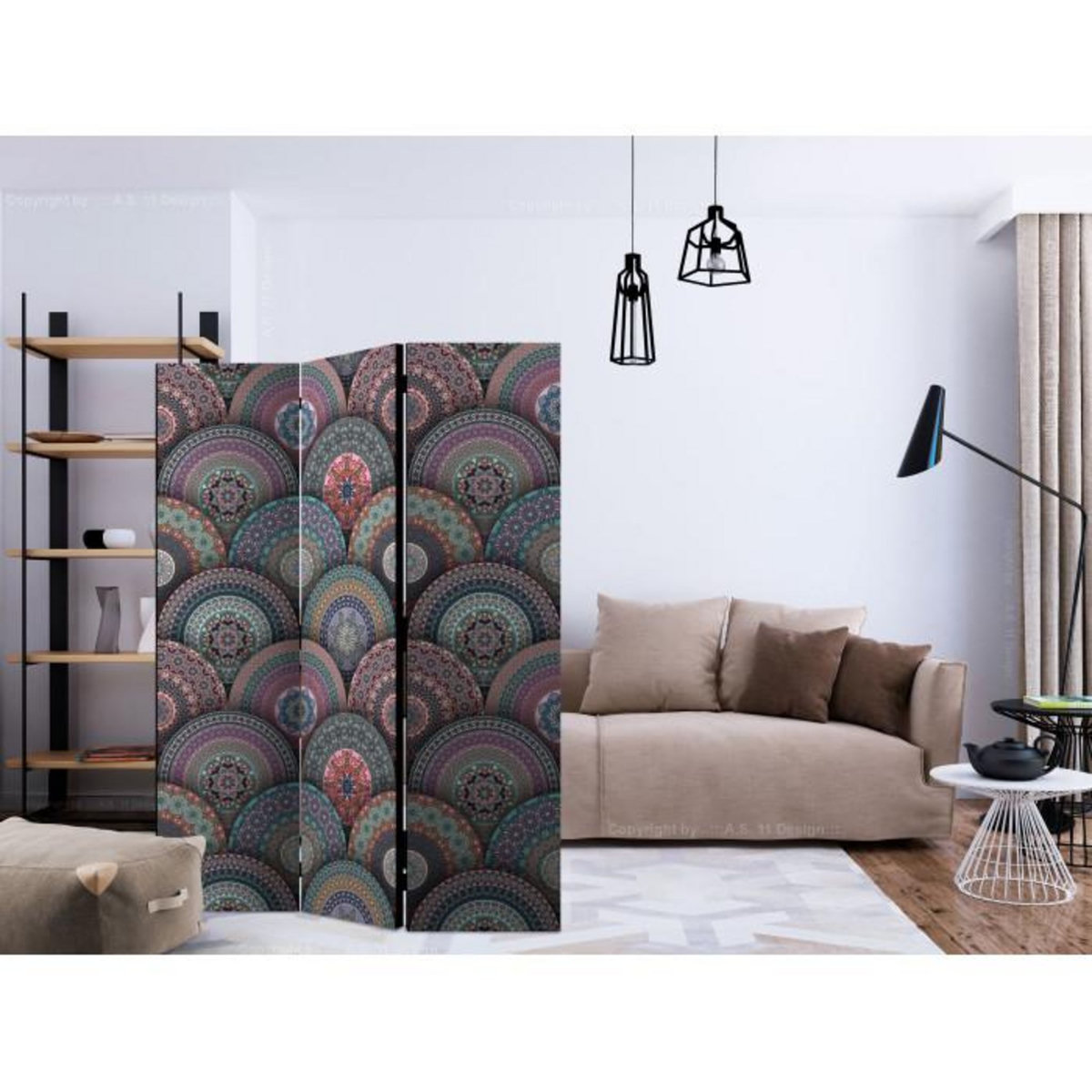 Paris Prix Paravent 3 Volets  Oriental Kaleidoscope  135x172cm