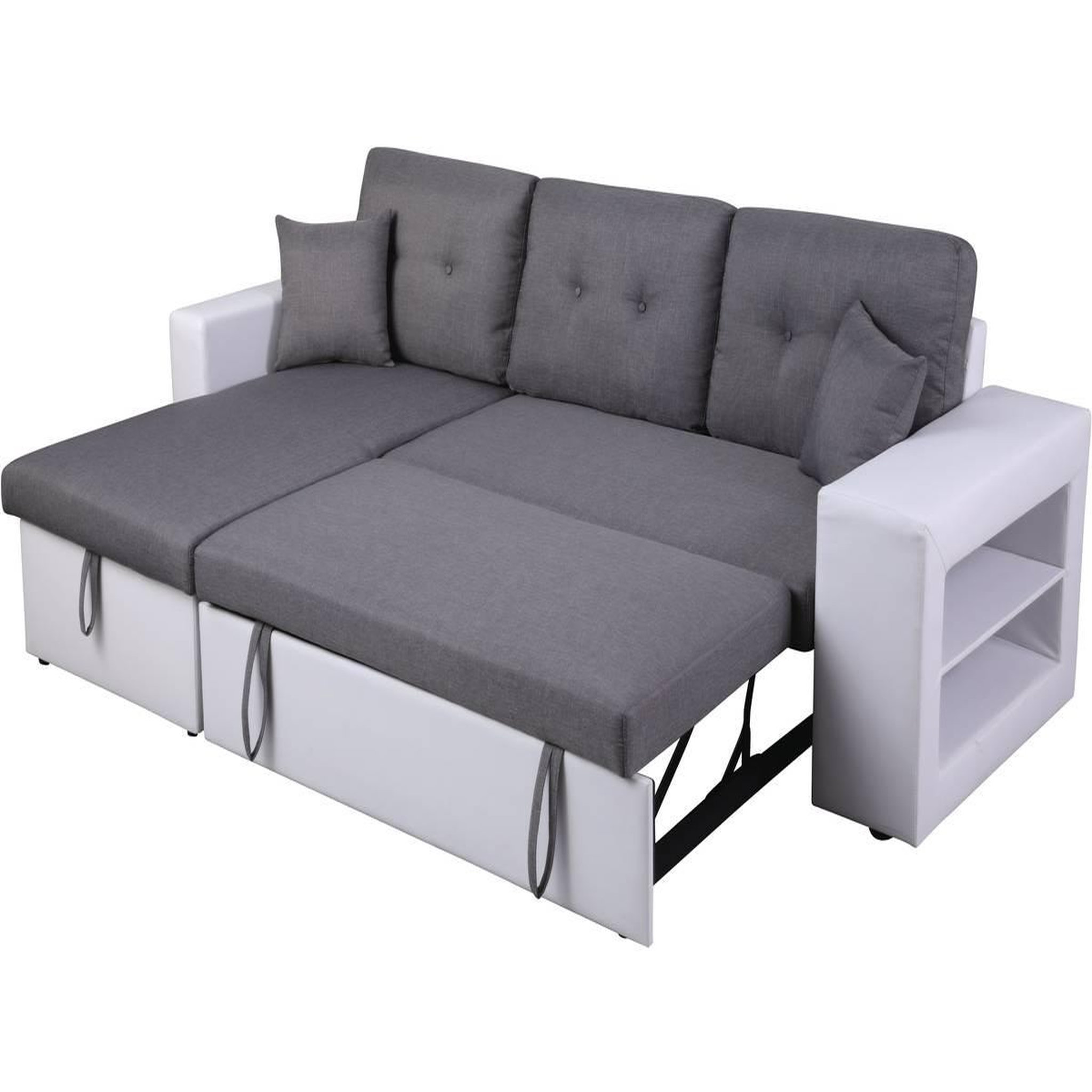 Voir la diapositive 3 : Habitat et Jardin Canapé d'angle convertible/réversible  axel  - 3 places - blanc/gris