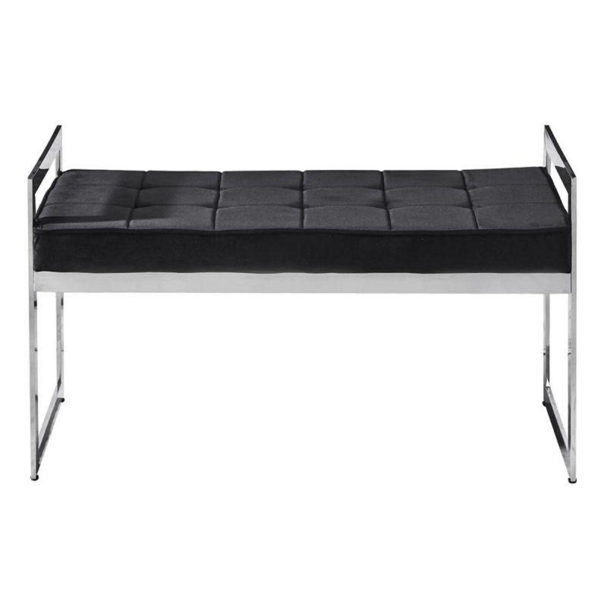 Paris Prix Banquette en Velours  Topez  94cm Noir & Argent