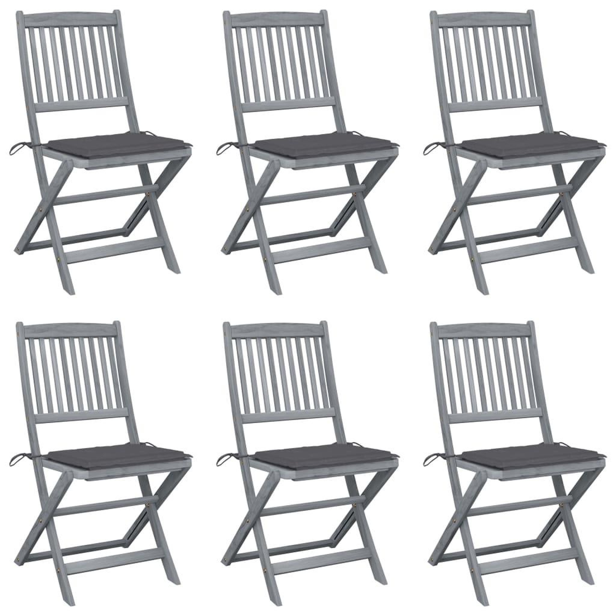 Voir la diapositive 1 : VIDAXL Chaises pliables d'exterieur lot de 6 et coussins Bois d'acacia