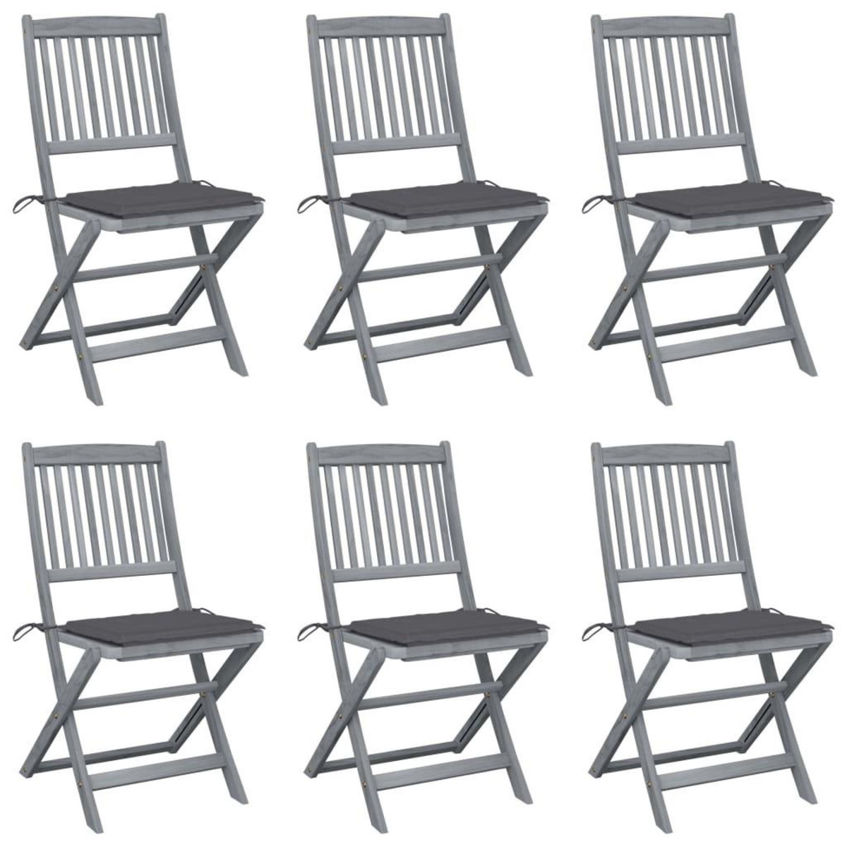 VIDAXL Chaises pliables d'exterieur lot de 6 et coussins Bois d'acacia