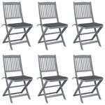 VIDAXL Chaises pliables d'exterieur lot de 6 et coussins Bois d'acacia