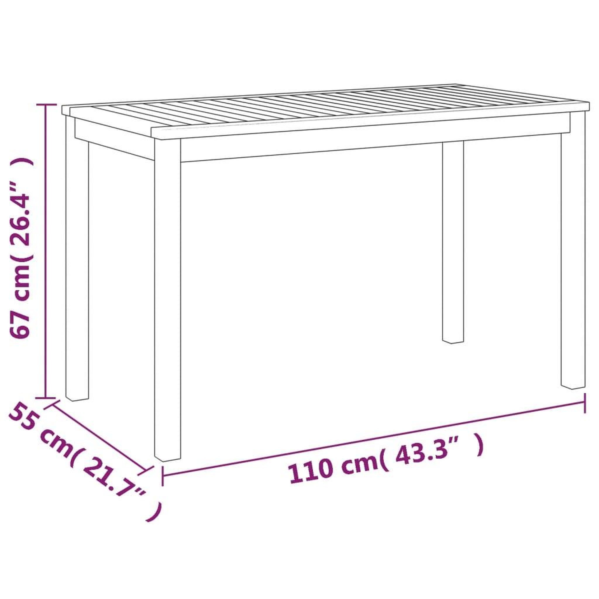 Voir la diapositive 6 : VIDAXL Table de jardin 110x55x67 cm bois d'acacia solide
