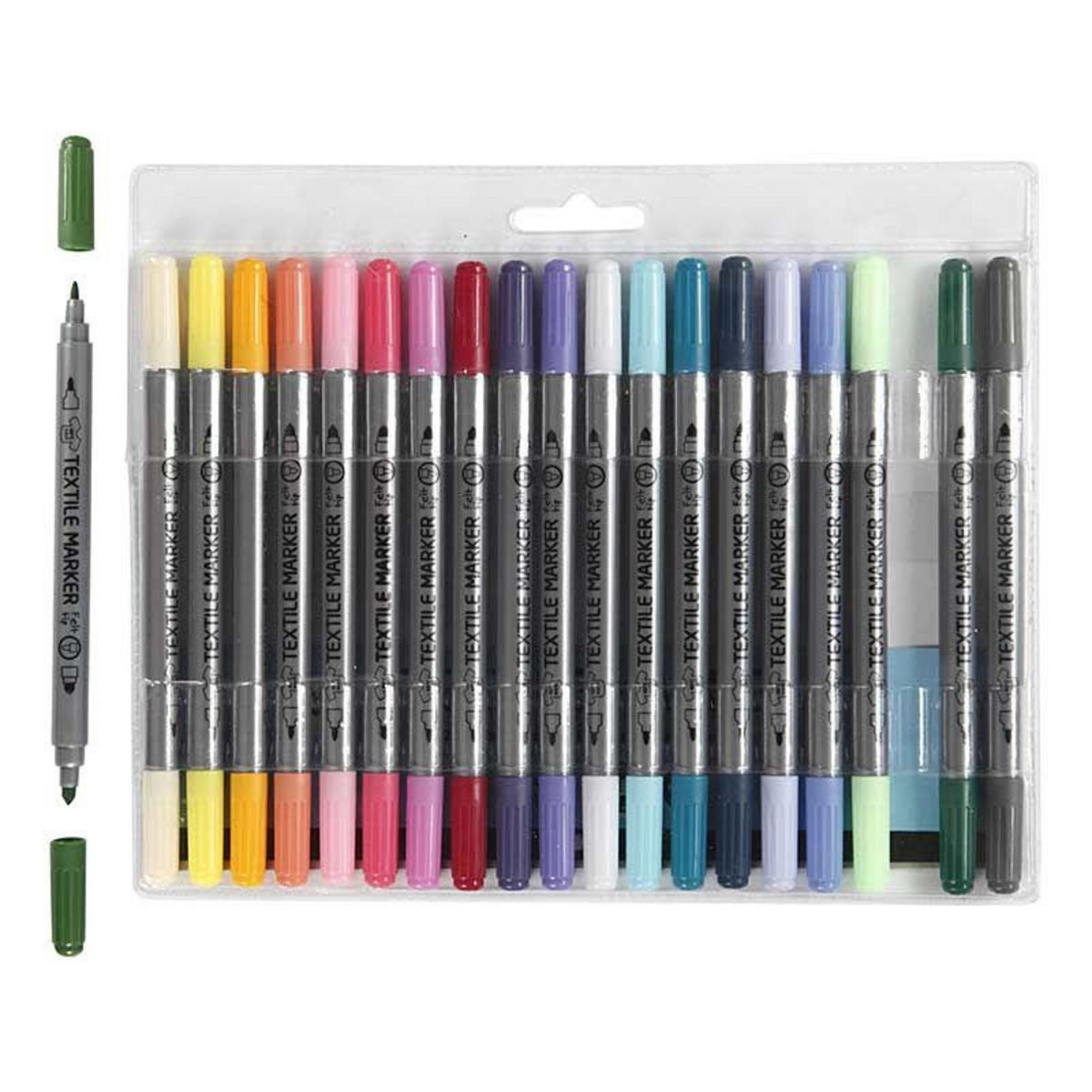 CREATIV COMPANY 20 feutres textile à double pointe - couleurs douces