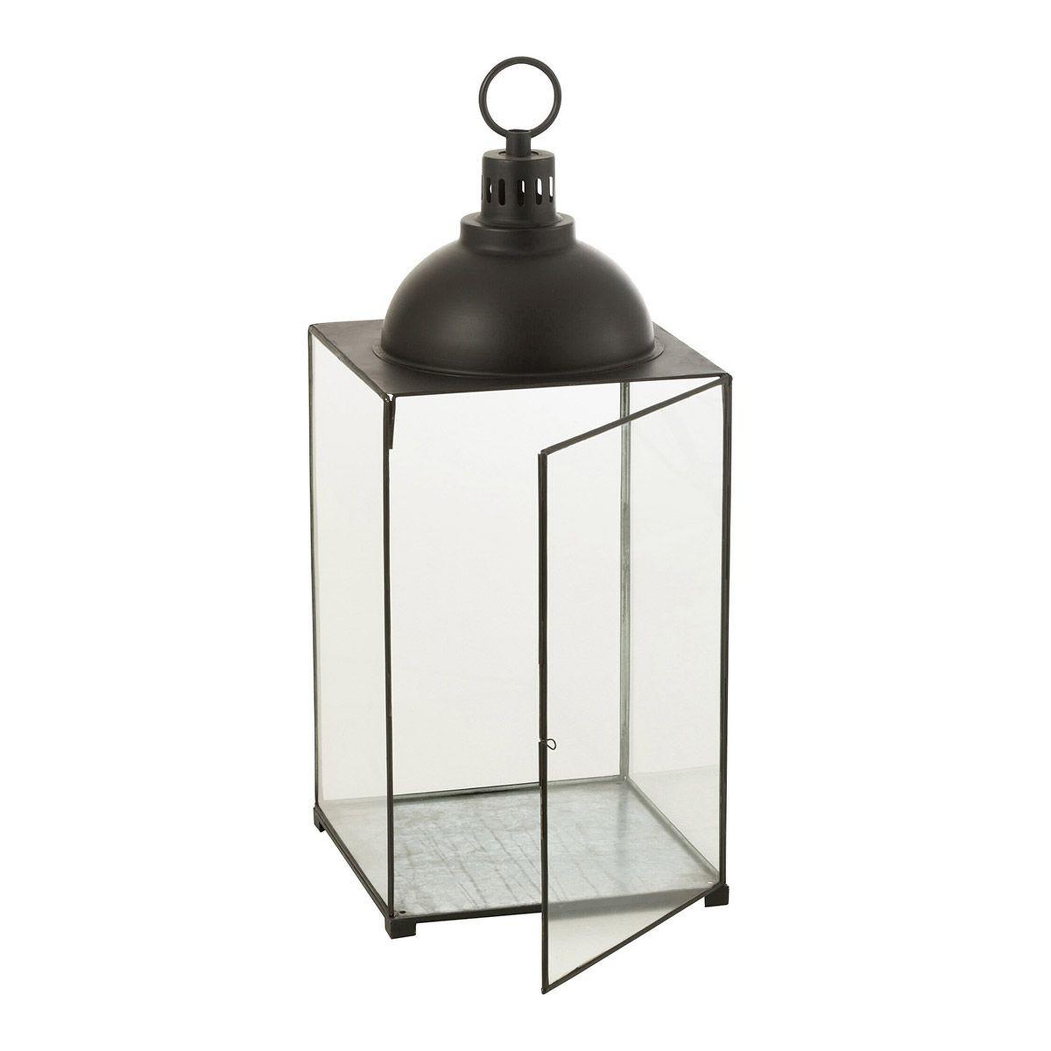 Voir la diapositive 2 : J-LINE Lanterne Design en Verre  Hagrid  85cm Noir
