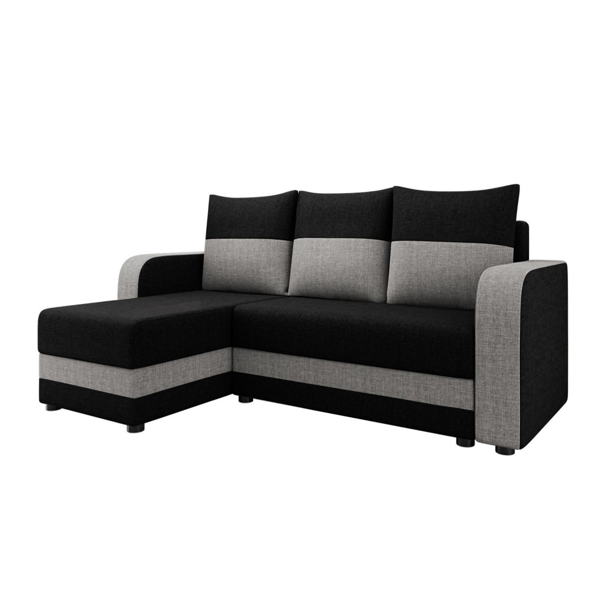 BEST MOBILIER Harvey - canapé d'angle réversible 4 places convertible avec coffre en tissu bicolore. Coloris disponibles : Bicolore, Gris