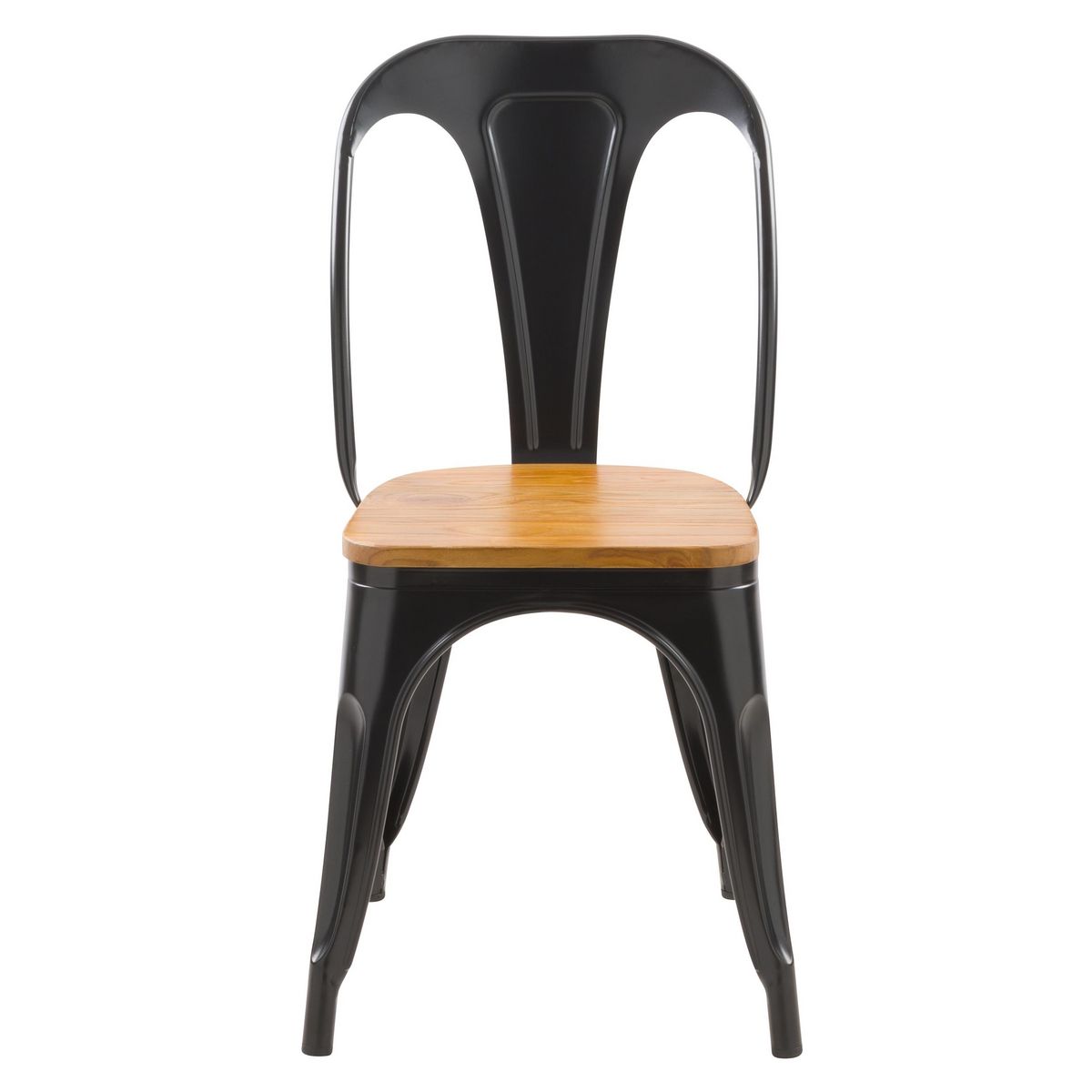 Rendez vous déco Lot de 2 chaises en métal noir et bois d'orme - Yoanna