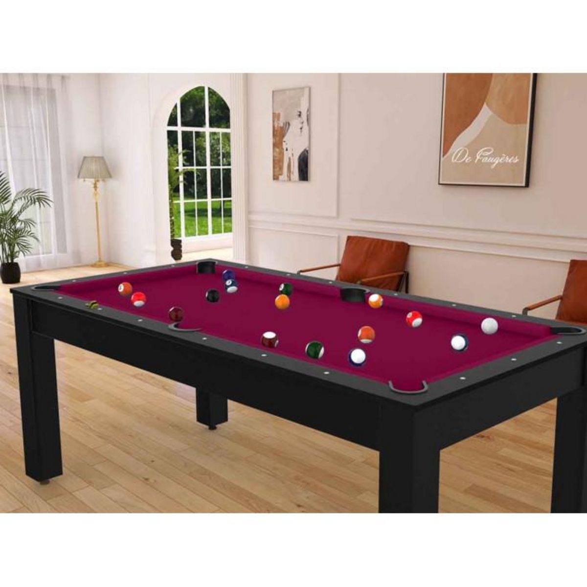 Paris Prix Table de Billard Convertible  Oregon  213cm Noir & Prune
