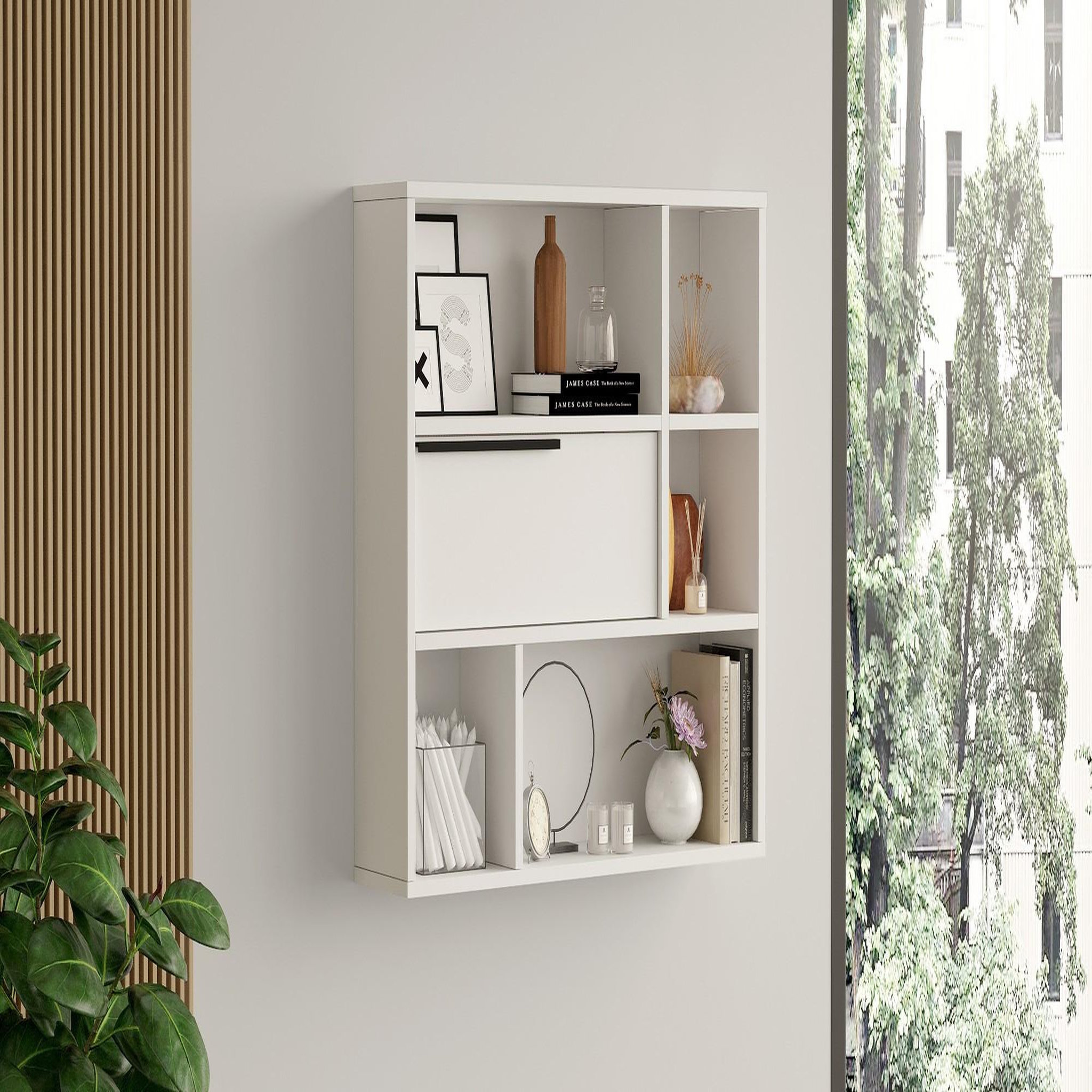 Voir la diapositive 2 : Habitat et Jardin Étagère murale en bois  calvin  - 90 x 22 x 81 cm - blanc