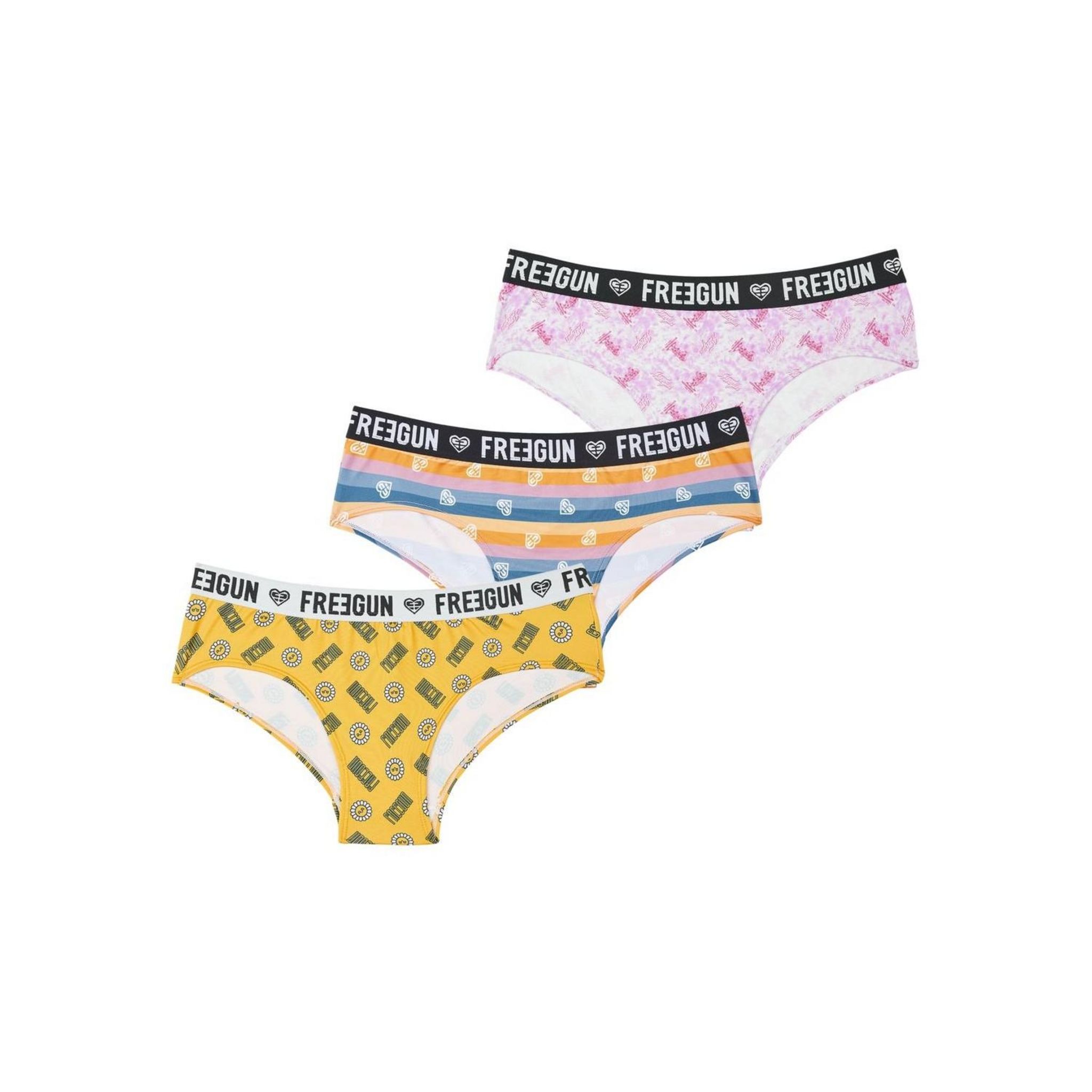Boxers Femme Coton Freegun - Lot De 6, Noir, Ceinture Large Motifs Amusants