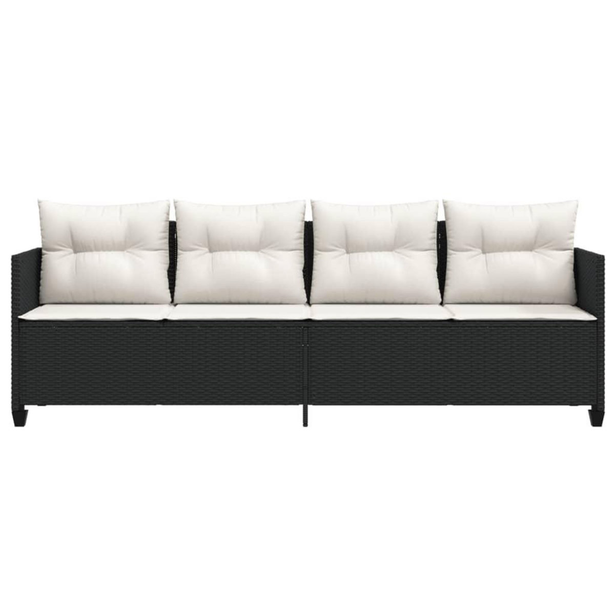 VIDAXL Chaise longue avec coussins noir resine tressee