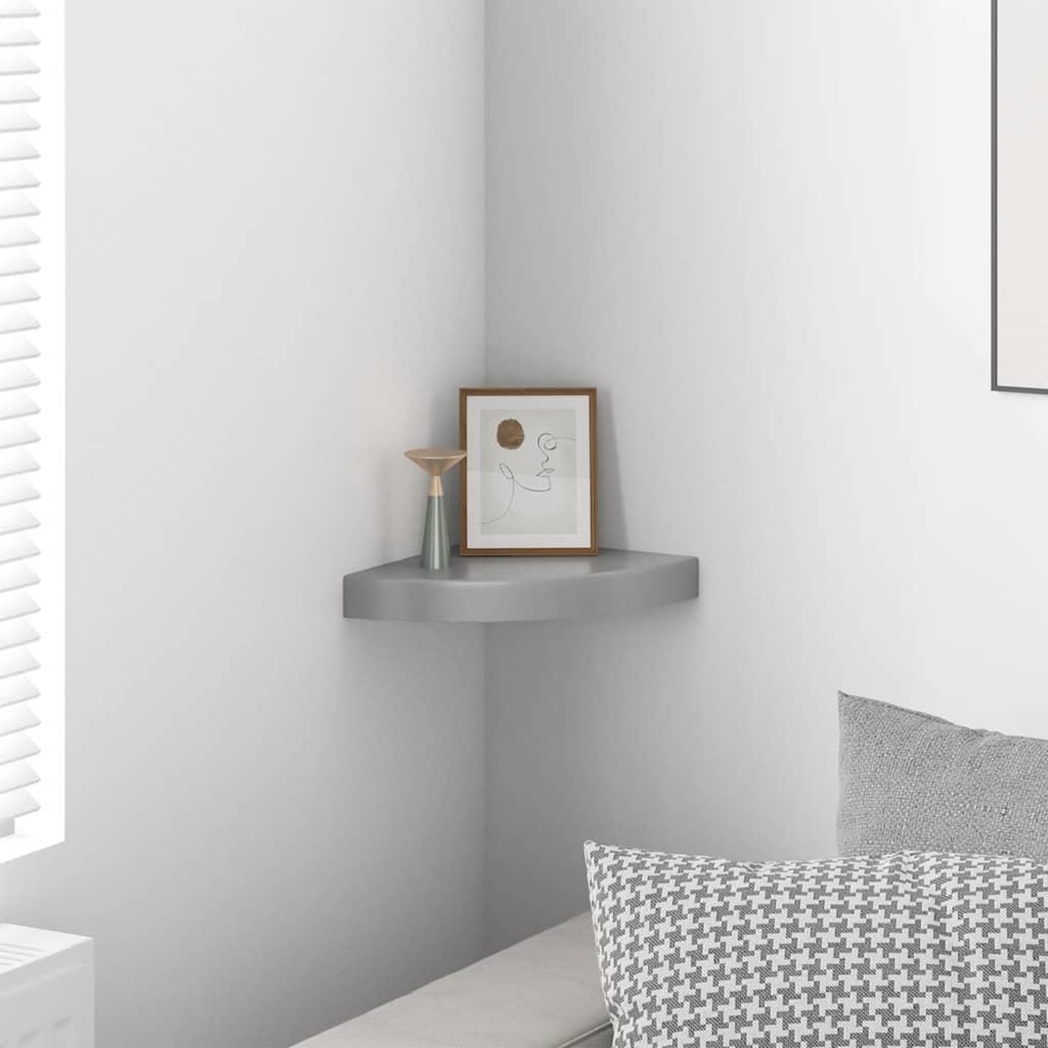 Voir la diapositive 3 : VIDAXL Etagere d'angle flottante gris brillant 25x25x3,8 cm mdf