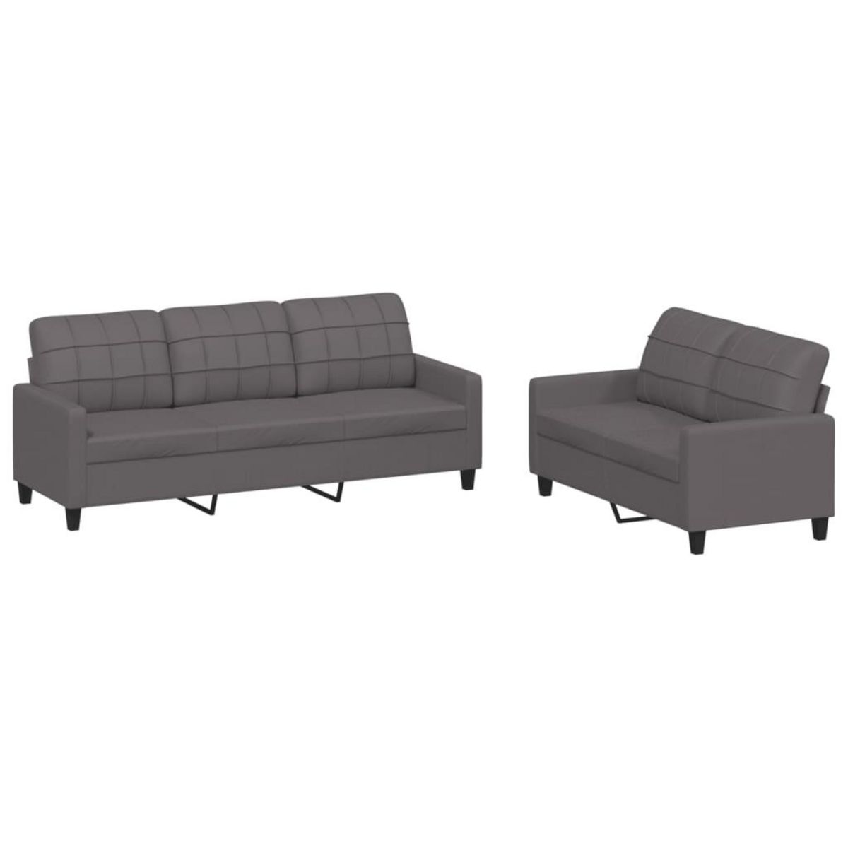 VIDAXL Ensemble de canapes 2 pcs avec coussins Gris Similicuir