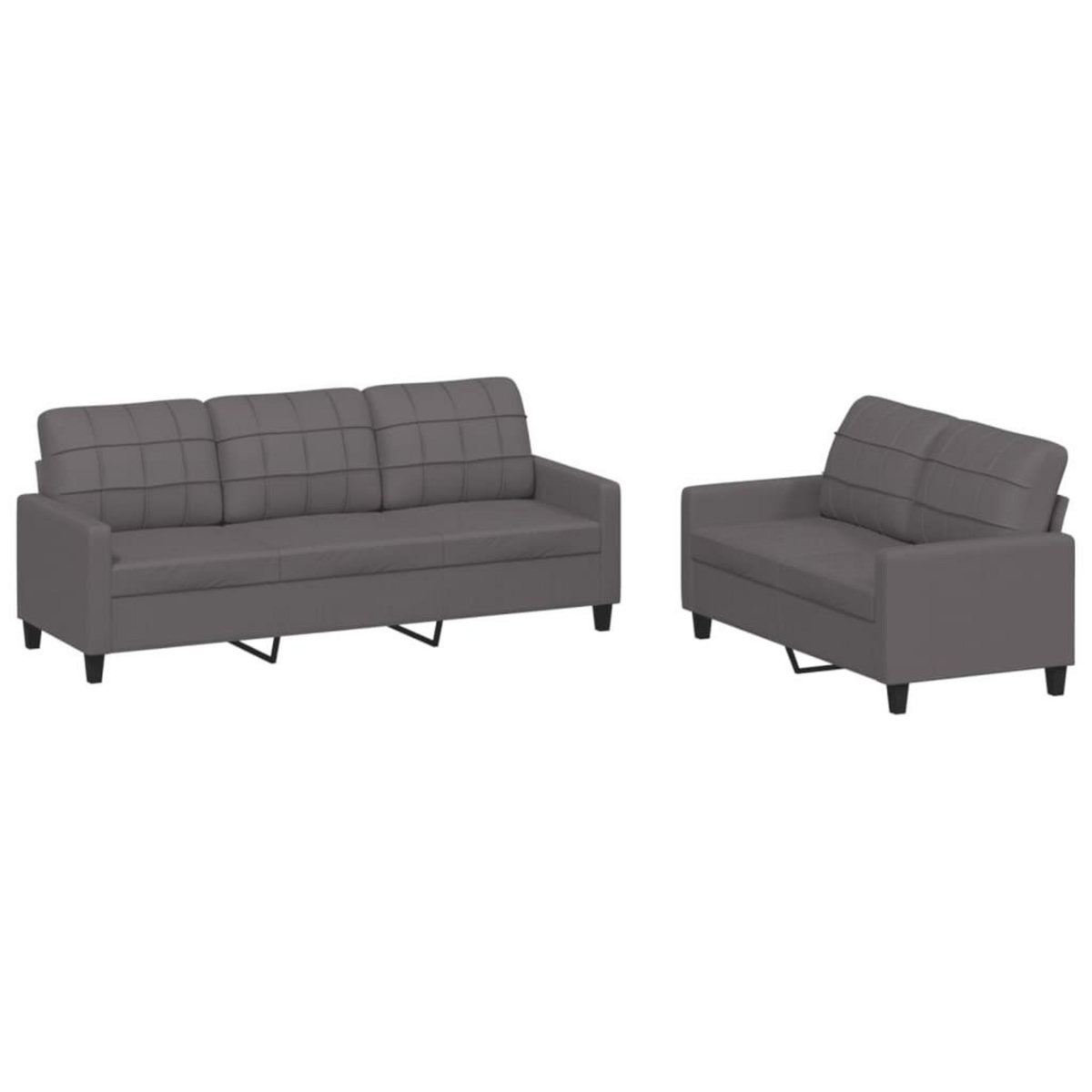 VIDAXL Ensemble de canapes 2 pcs avec coussins Gris Similicuir