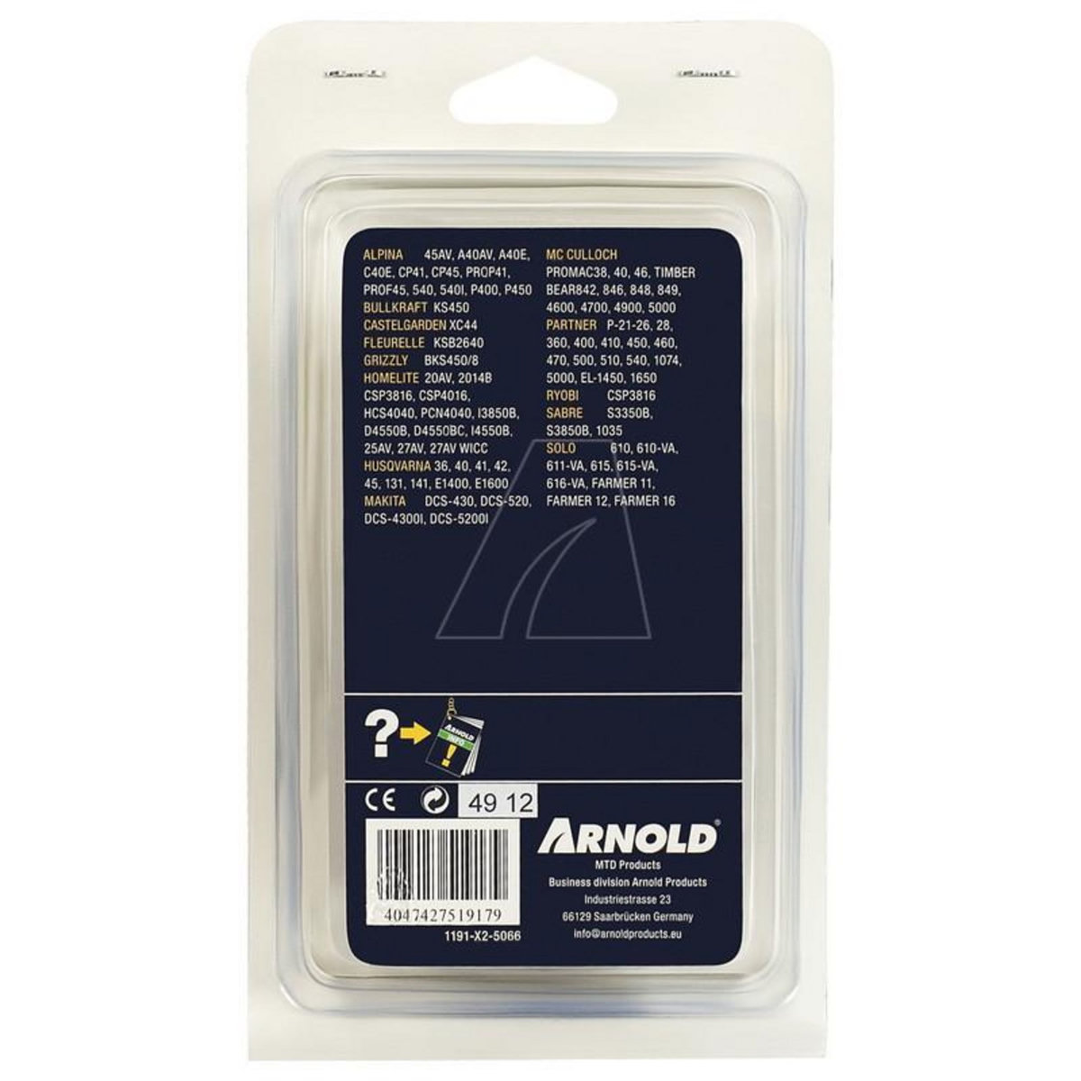 ARNOLD Chaîne de tronçonneuse 325 /1,3 mm - 66 maillons d'entraineurs - gouges demi-rondes