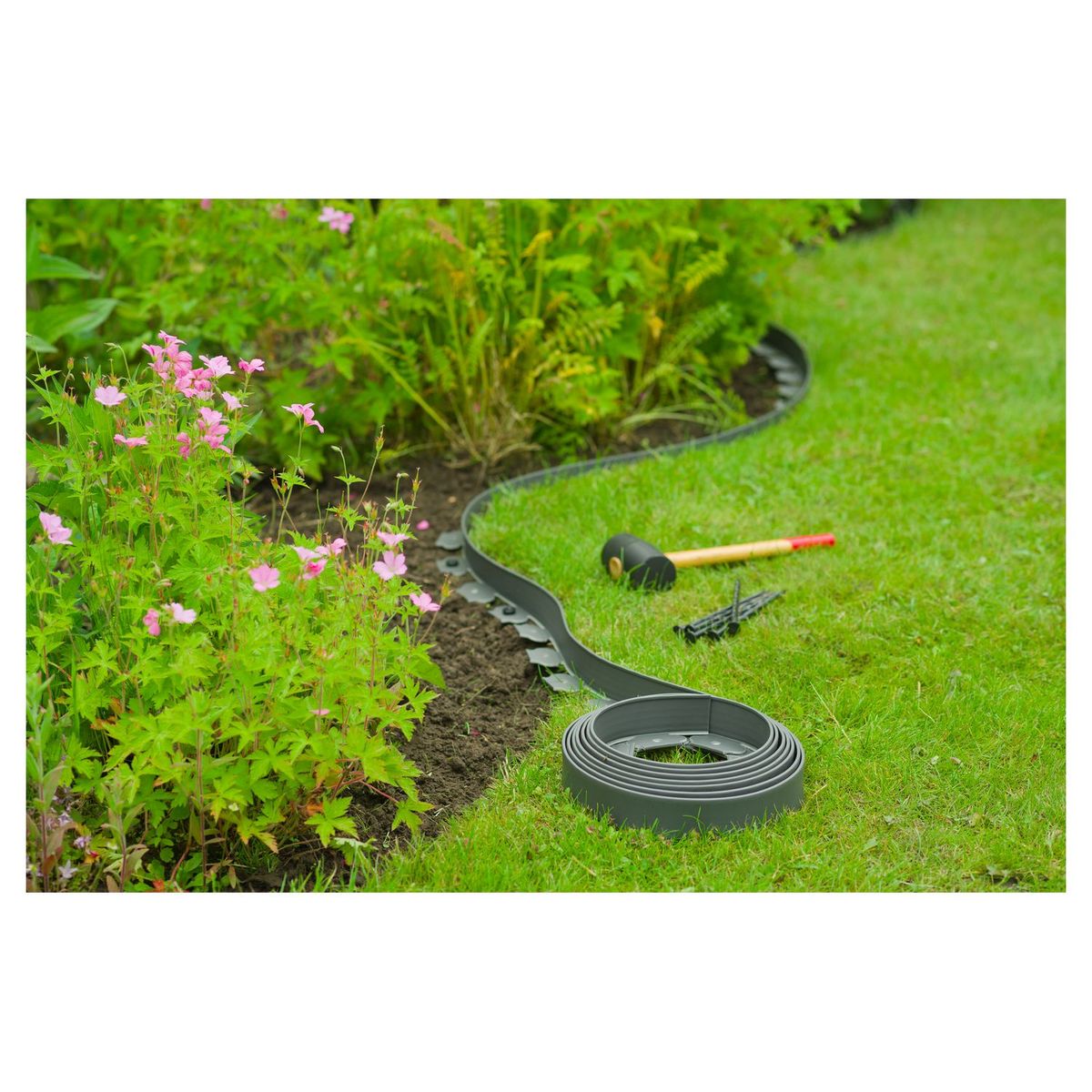 NATURE Bordure à gazon - PE  épaisseur 4 mm, gris - H5 cm x 10 m